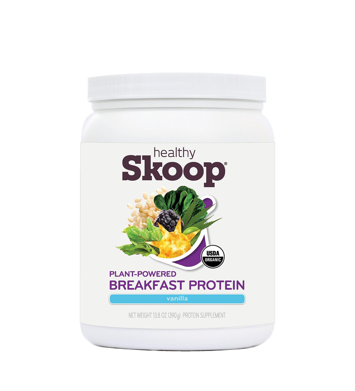 Organic Plant Based Breakfast Protein Powder | Healthy Skoop | Probiotics, Fiber, Vegan, Dairy Free, Gluten Free, Non-GMO | Vanilla 13.8 oz (Pack of 1) - Buy Online on GoSupps.com