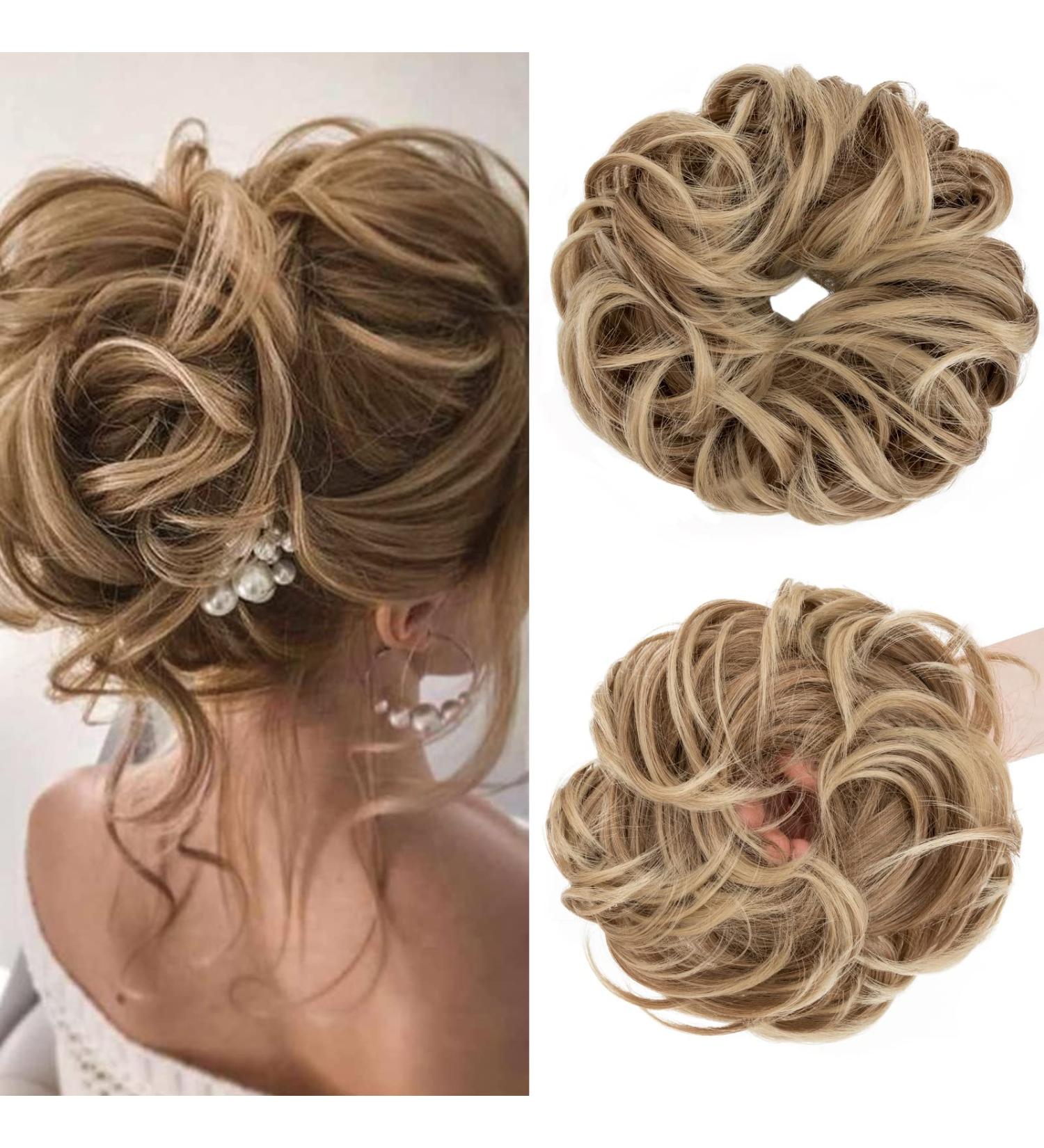 Synthetic Curly Hair Scrunchie Bun Extension - Light Brown to Ash Blonde - Buy Online on GoSupps.com