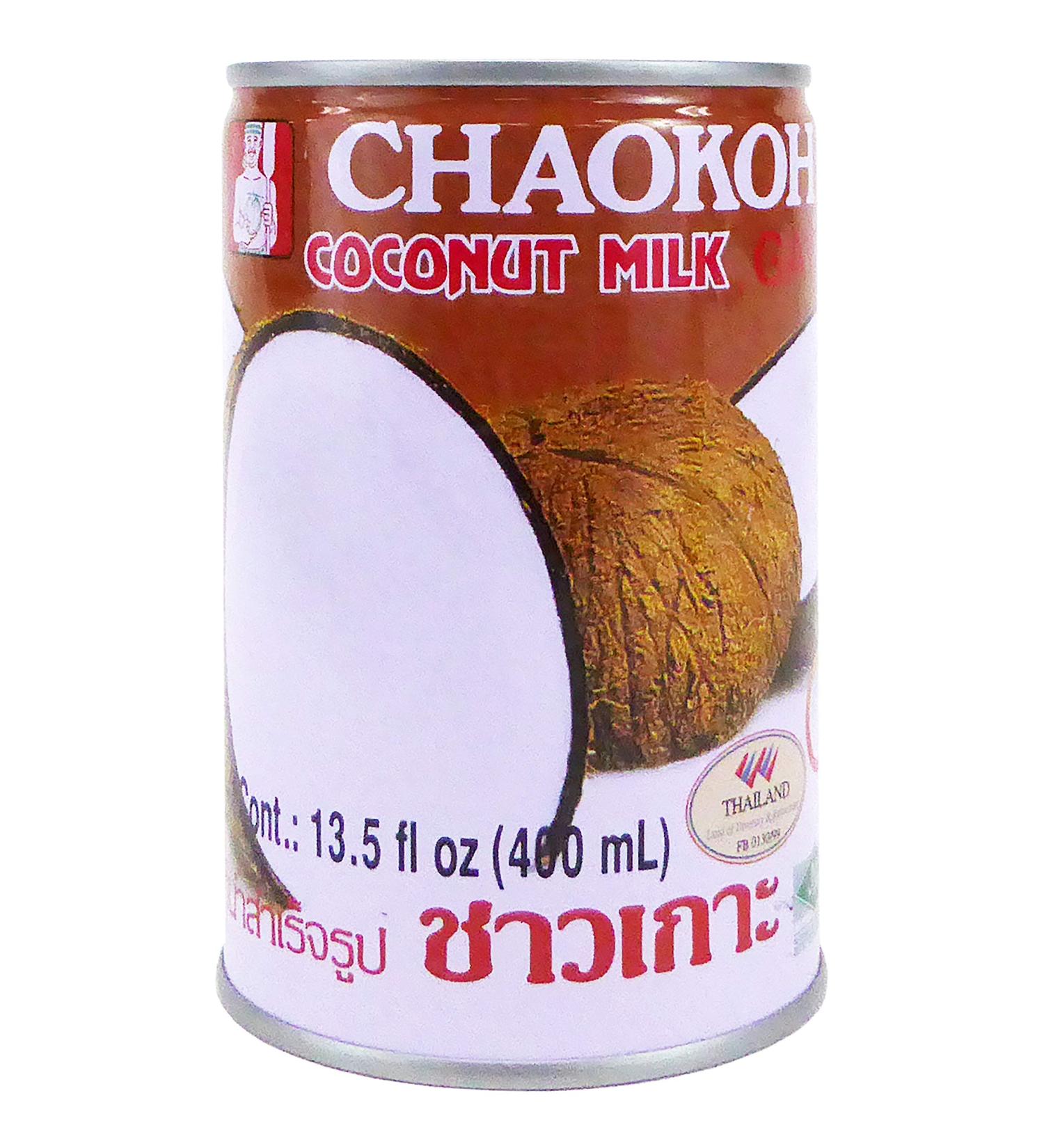 Chaokoh Coconut Milk Unsweetened 6 Pack - Premium Canned Coconut Milk from Thailand (13.5 oz) - Lactose Free, Non Dairy Vegan Milk for Curries, Drinks & Desserts - Buy Online on GoSupps.com