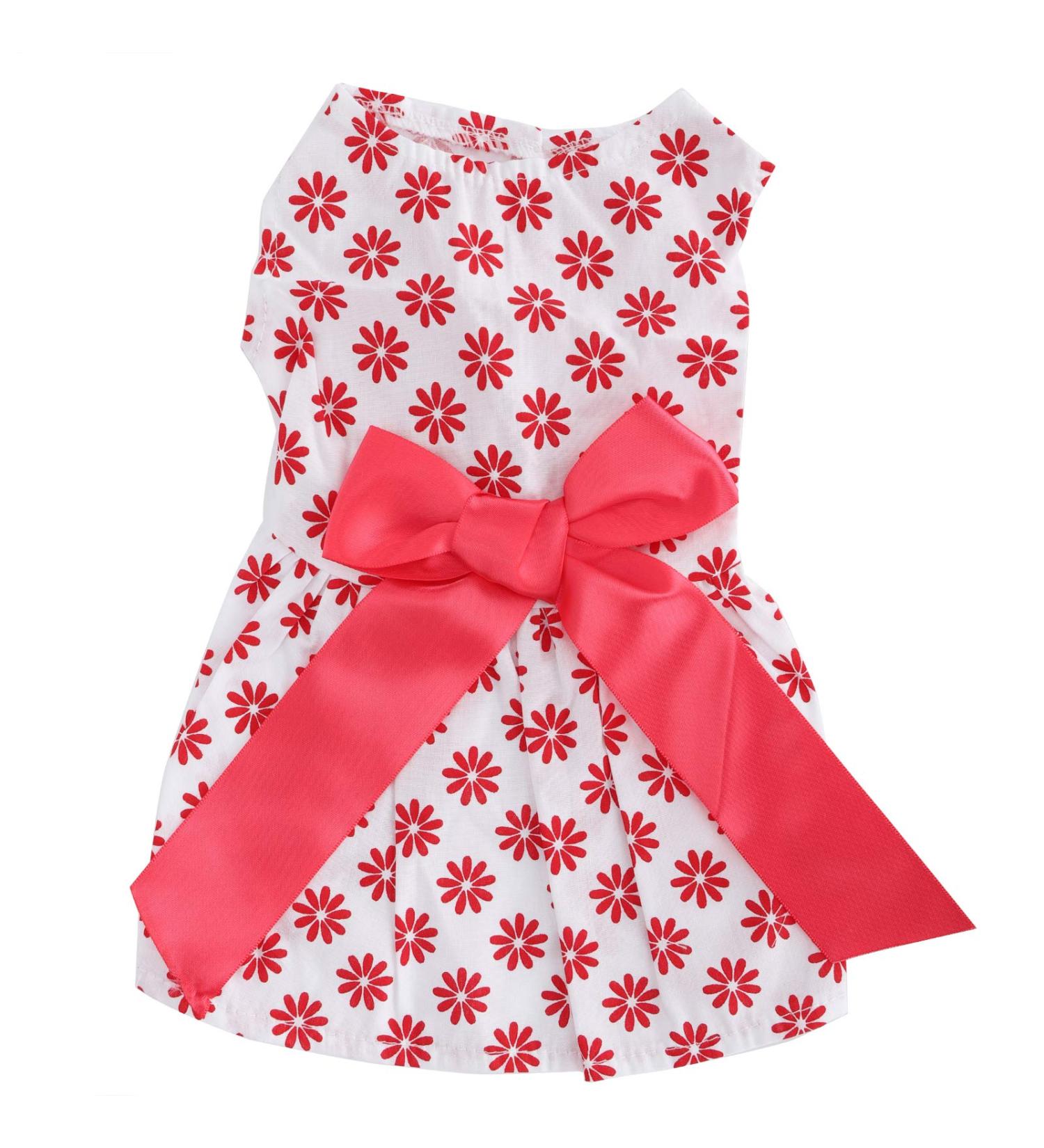 Summer Dog Dress - Sleeveless Polyester Rock Dress with Bow for Puppies | Sweet Pet Summer Clothing (XDZ302 White L) - Buy Online on GoSupps.com