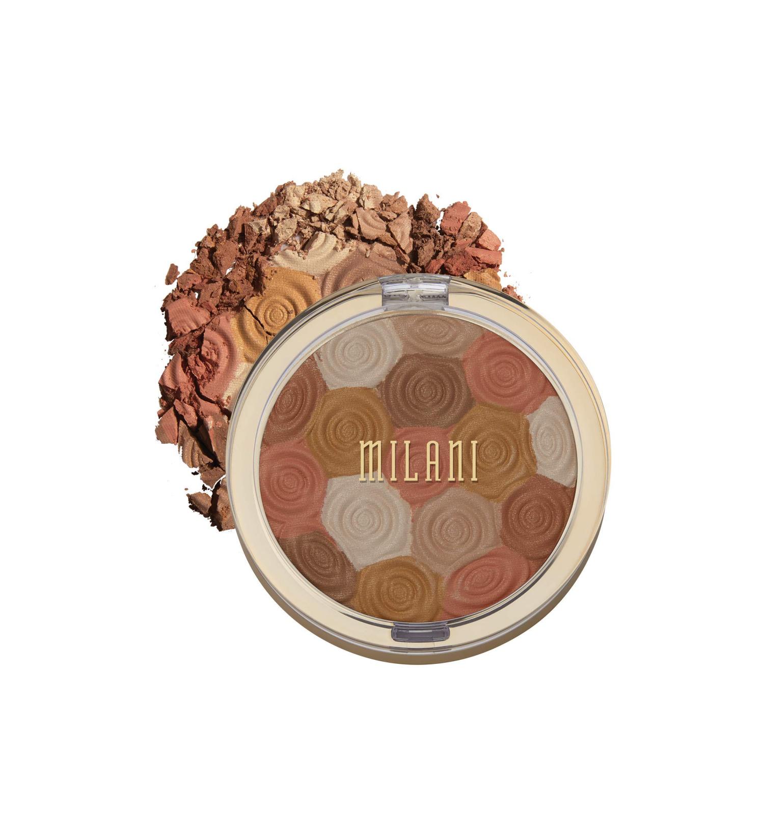 Milani Illuminating Face Powder - Amber Nectar (0.35 oz) | Cruelty-Free 3-in-1 Highlighter, Blush, and Bronzer Compact - Buy Online on GoSupps.com