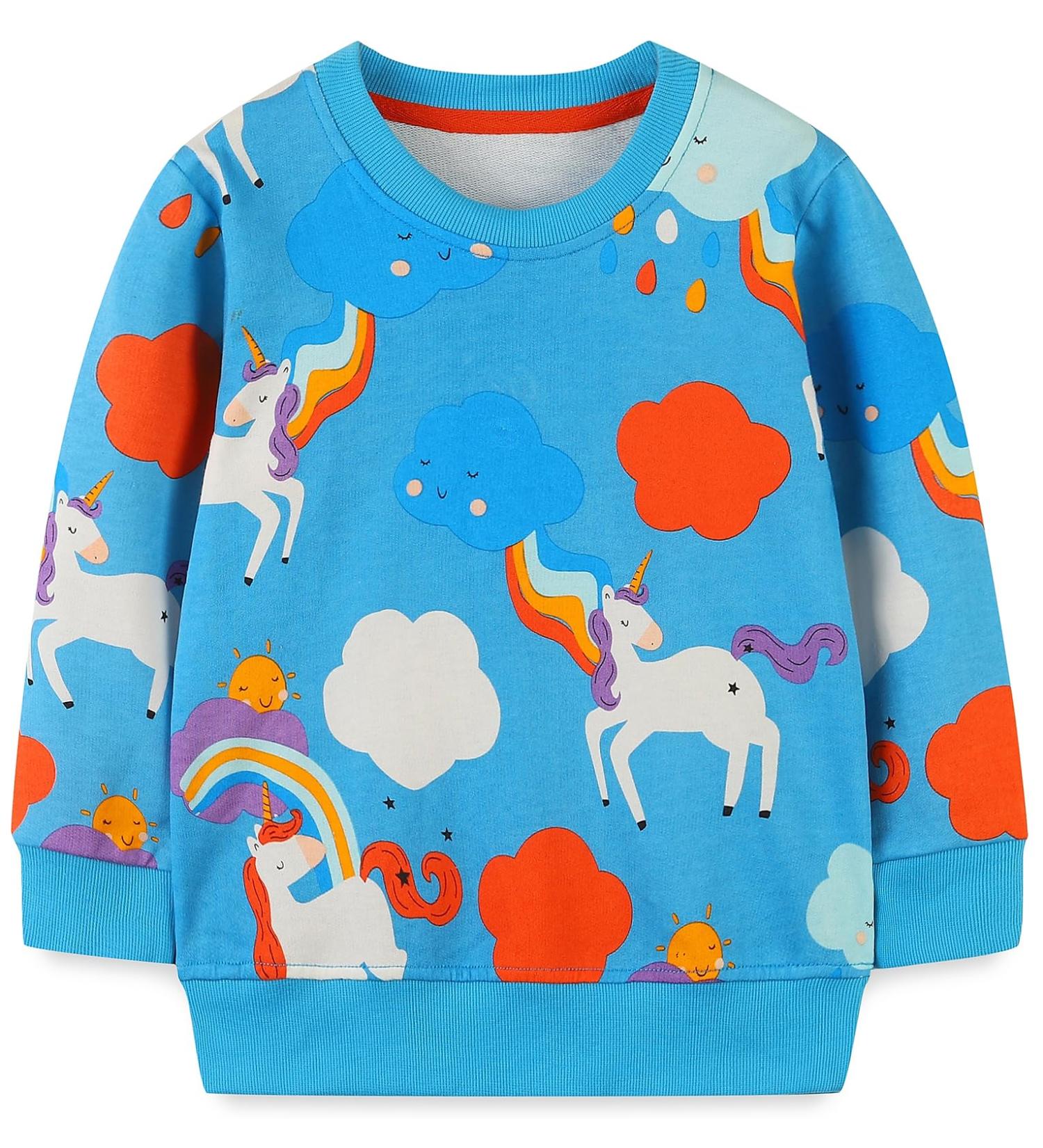 Girls Unicorn Sweatshirt | Cotton Long Sleeve Top for Kids 6-7 Years | Toddler Casual Jumper | Children's T-Shirt for Ages 1-12 - Buy Online on GoSupps.com