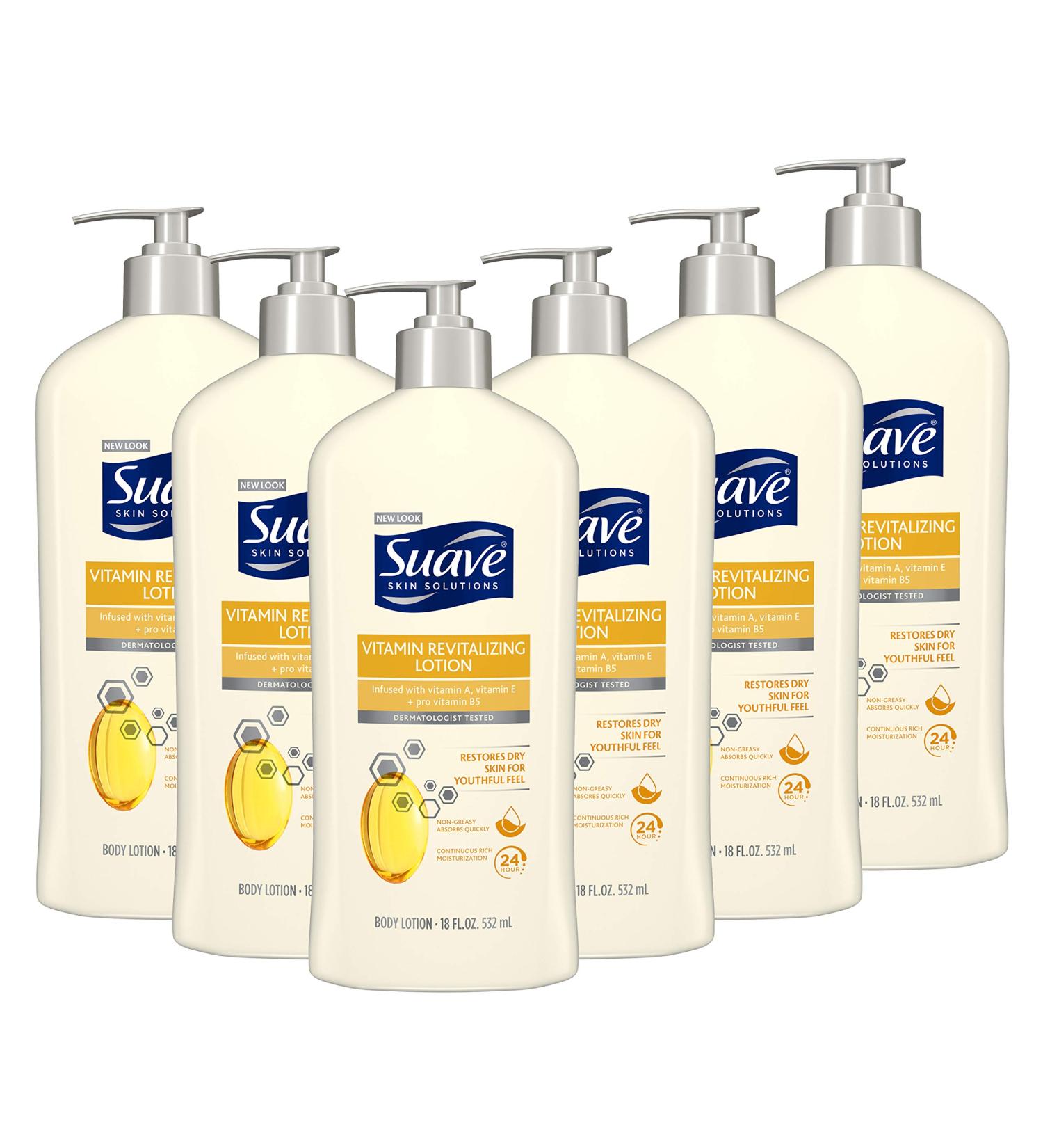 Suave Skin Solutions Revitalizing Body Lotion with Vitamin E 18 Fl Oz - Pack of 6 - Buy Online on GoSupps.com