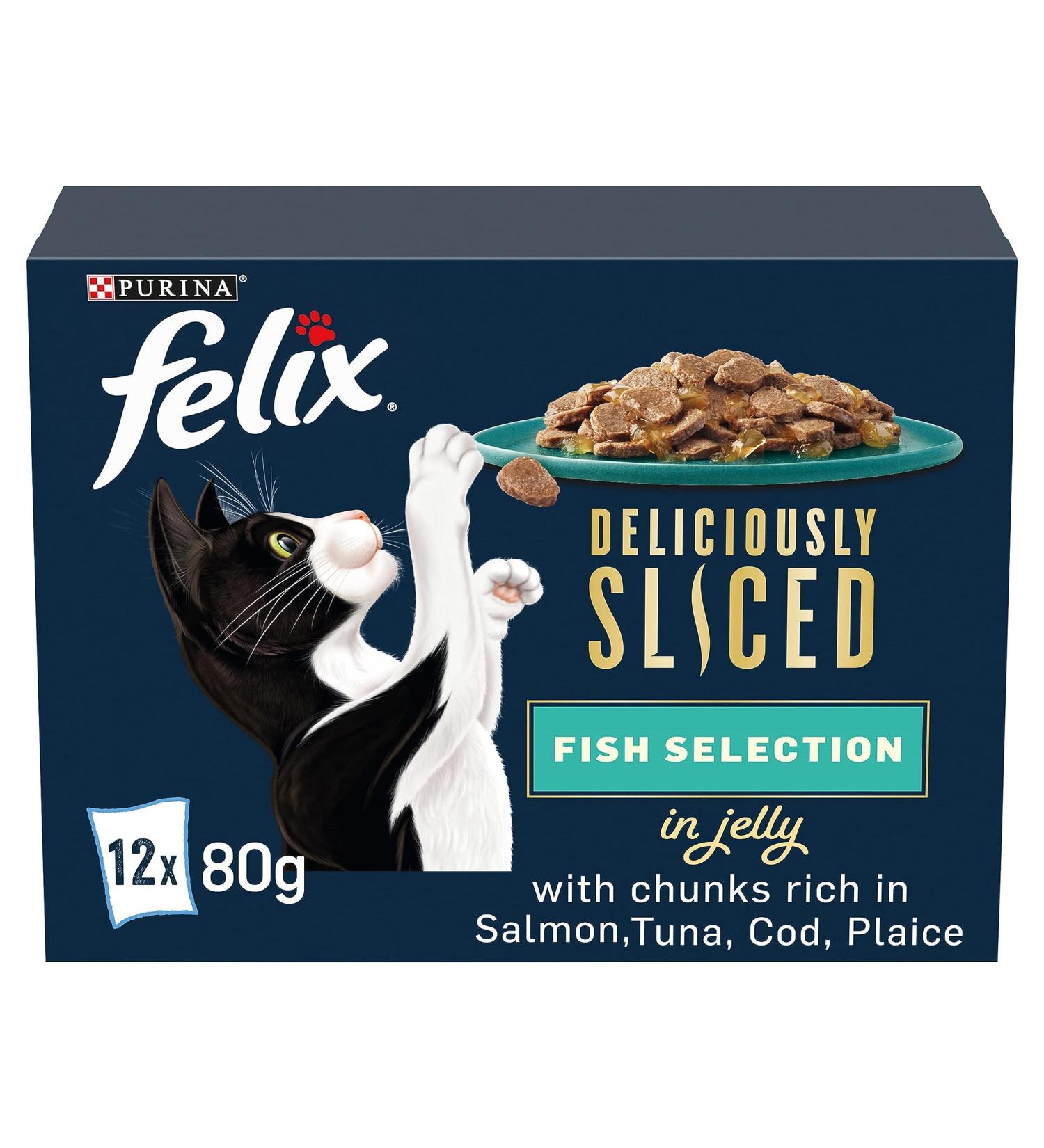 Felix Deliciously Sliced Adult Wet Cat Food Ocean Selection 12x80g Pack of 4 Ocean 960 g (Pack of 4) - Buy Online on GoSupps.com