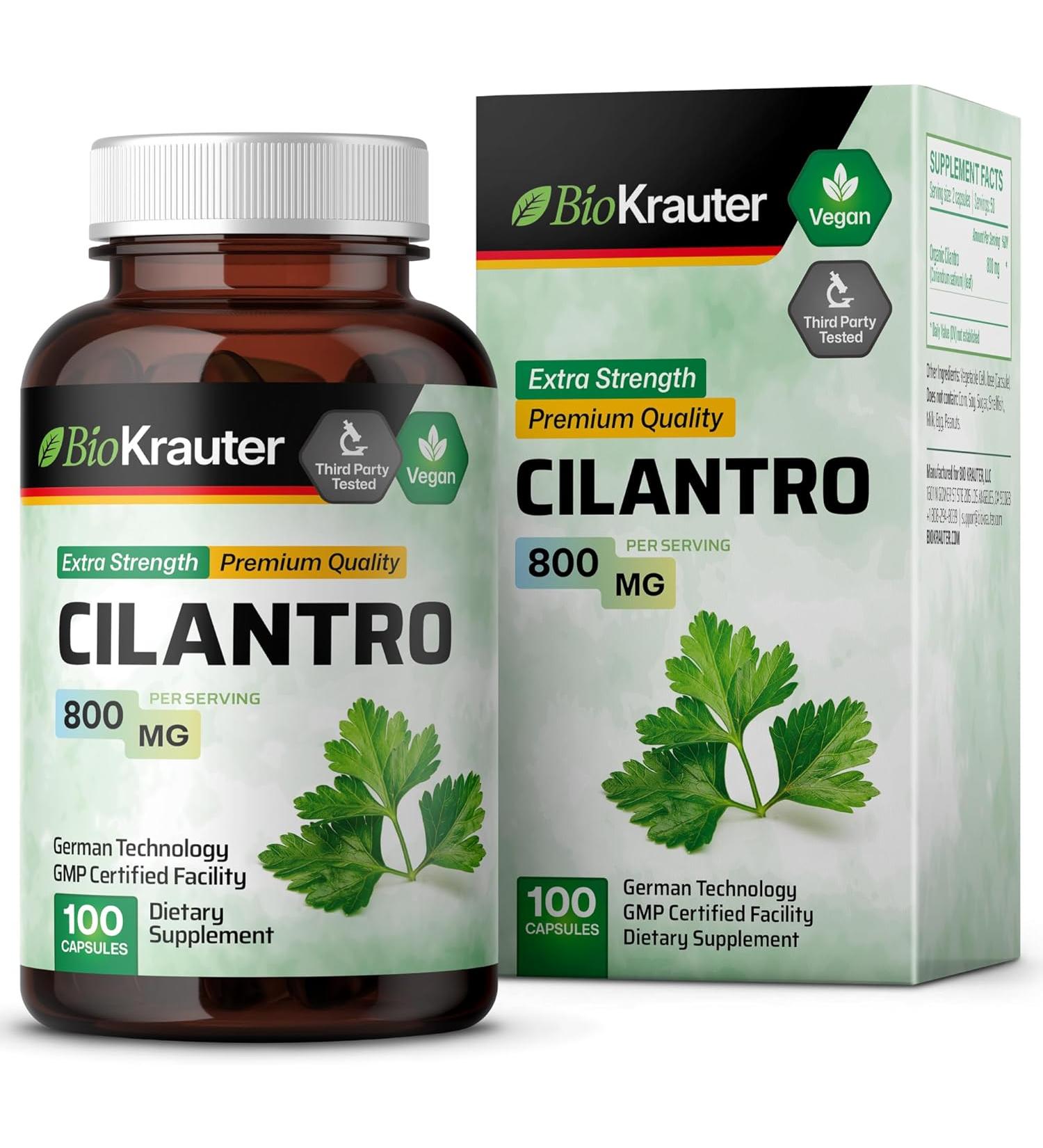 MauWe Herbs Cilantro Capsules - Heart, Eye & Body Support Supplement - with Vitamins, Minerals & Antioxidants - 100 Caps - Buy Online on GoSupps.com