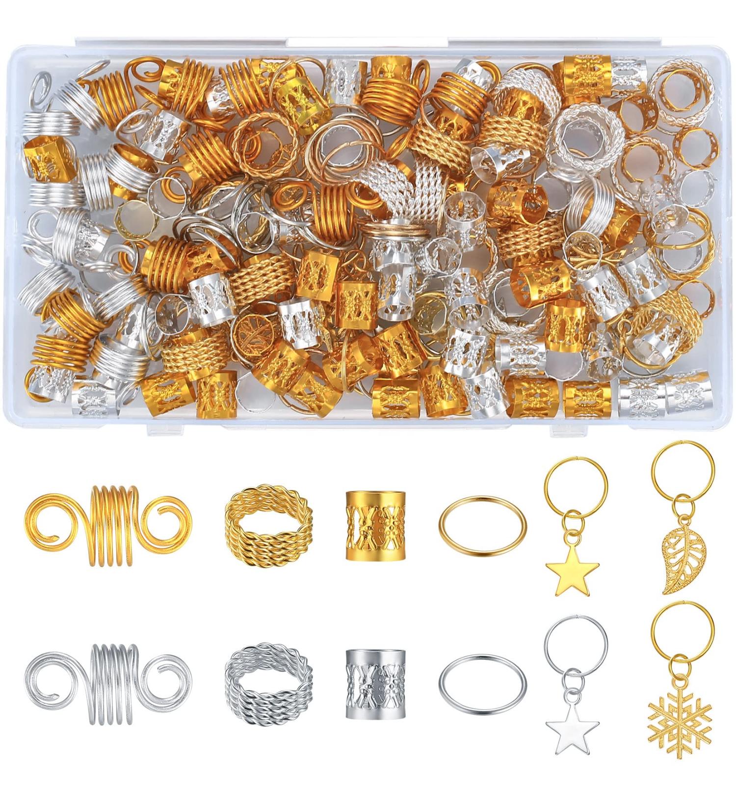 180 PCS Hair Jewelry for Braids - Dreadlocks Accessories for Women & Girls - Braid Cuffs, Rings, Clips, Beads & Charms - Buy Online on GoSupps.com