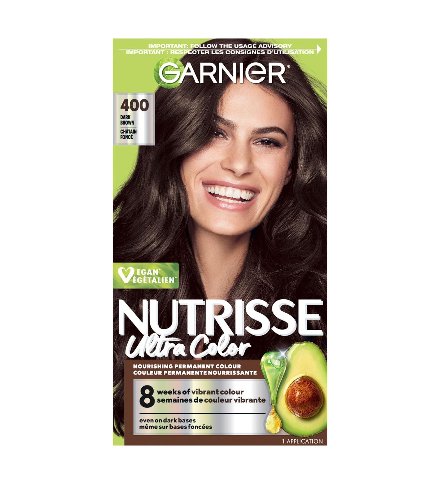 Garnier Nutrisse Ultra Color Permanent Hair Dye Vibrant Long-Lasting Colour Vegan Formula Nourished Hair Protects Hair Against Dryness 400 Dark Brown 1 Application Packaging May Vary BROWN SHADES 400 Dark Brown - Buy Online on GoSupps.com
