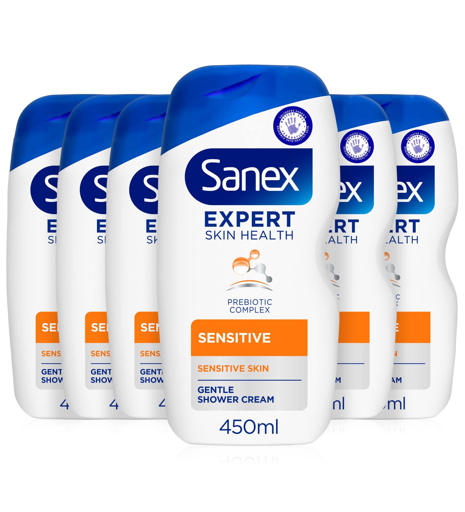 Sanex Body Wash Expert Skin Health Sensitive Shower Gel Dermatologist Tested Gentle for Sensitive Skin Multipack 6 Pack 450ml Bottles Shower Gel 450 ml (Pack of 6) - Buy Online on GoSupps.com