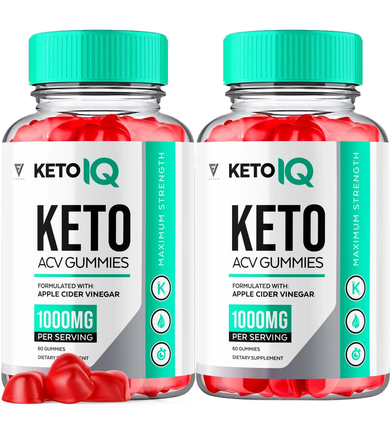 Buy Keto IQ ACV Gummies | 2 Pack - Advanced Weight Loss Supplement with Apple Cider Vinegar | 1000MG Keto+ACV Formula | 120 Gummies - Buy Online on GoSupps.com
