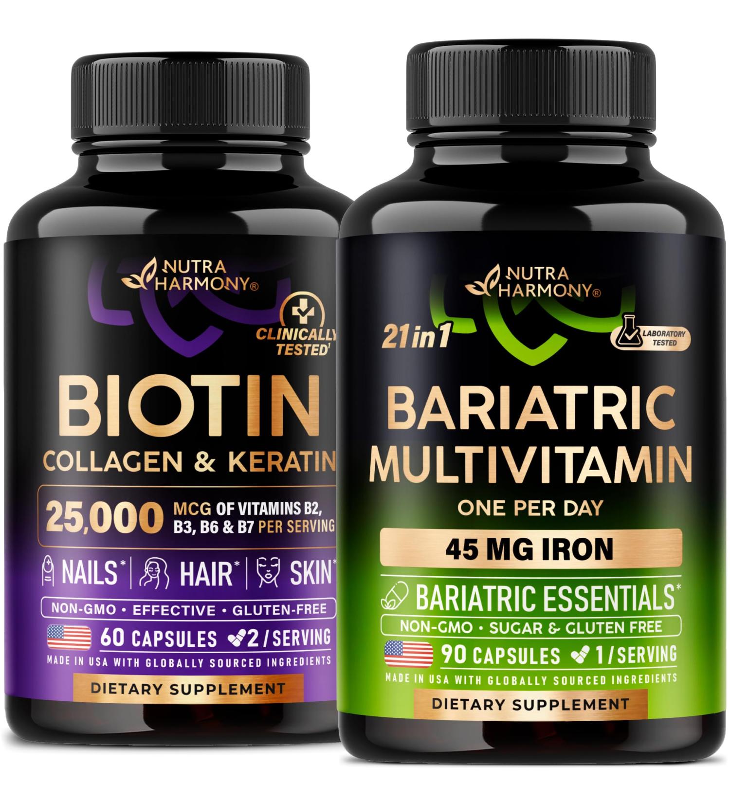 Biotin Collagen Keratin & Bariatric Multivitamin Capsules