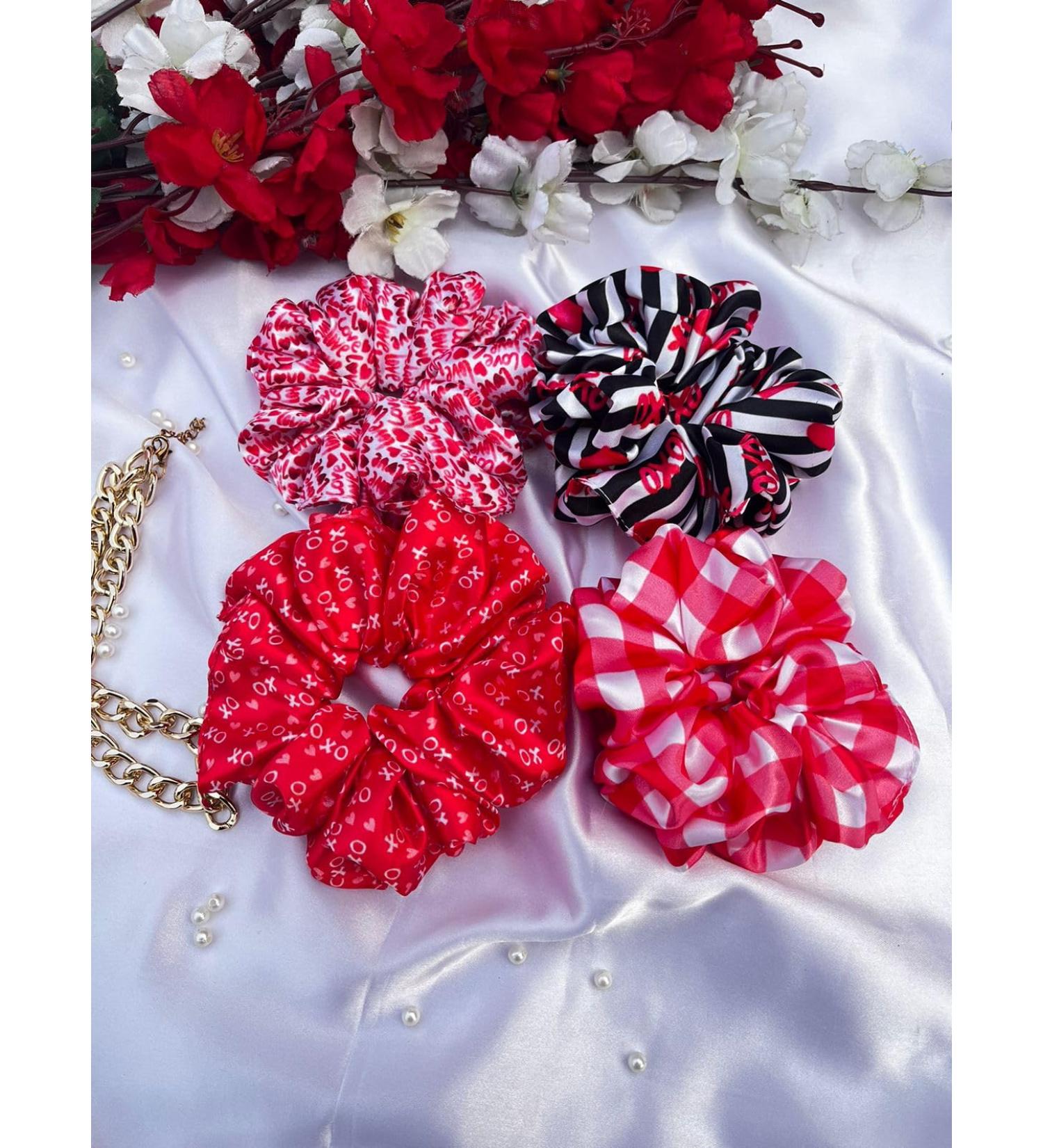 4 Satin Scrunchies Extra large Oversize Hair Scrunchies Frizz Prevention Silk Scrunchies for Girls & Stylish Hair Ties for Women Premium Hair Scrunchie for Styling (Lovexl1) - Buy Online on GoSupps.com