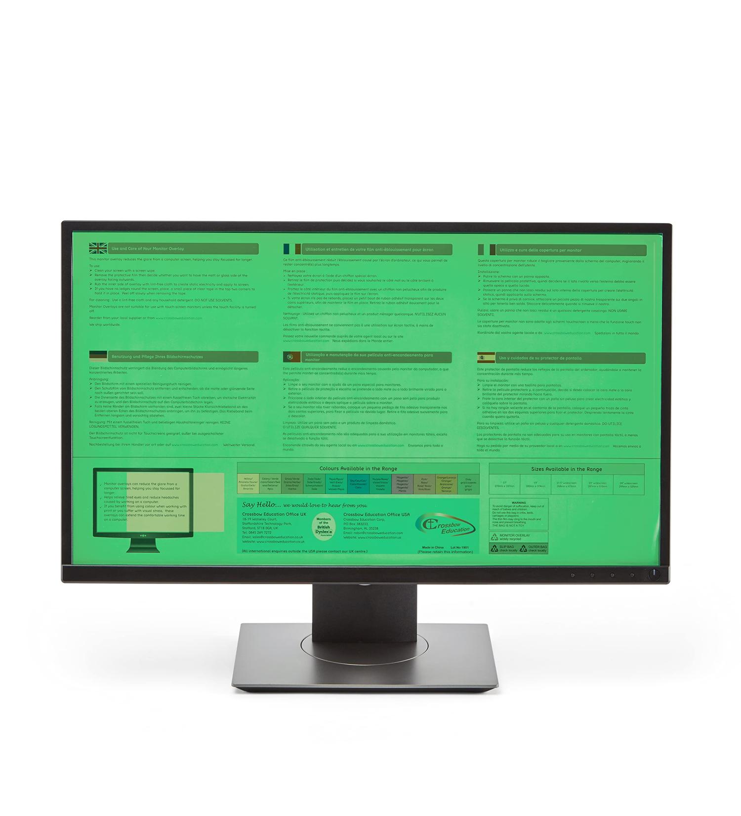 Crossbow Education 24 Widescreen Monitor Overlay - Dyslexia & Visual Stress Friendly - Grass Color - Buy Online on GoSupps.com