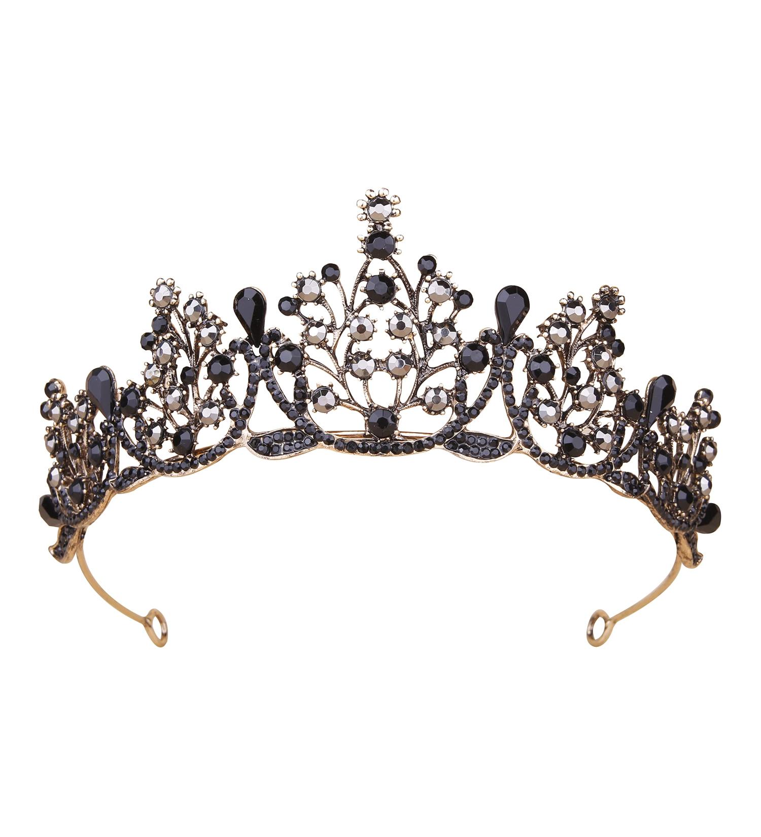 Vofler Black Baroque Witch Crown with Crystal - Women's Tiara for Halloween Cosplay, Wedding, Prom, Quinceanera - Buy Online on GoSupps.com