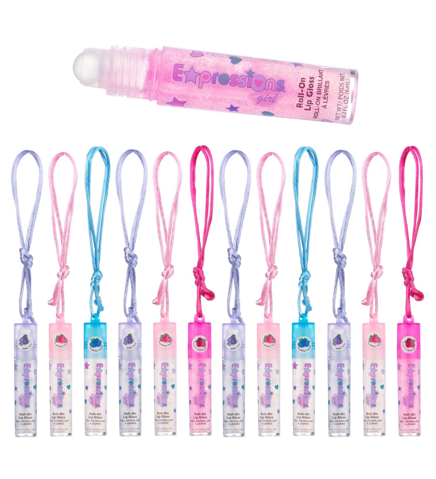 Expressions 12pc Fruit Flavored Lip Gloss Necklace Set - Party Favors for Teen Girls - Buy Online on GoSupps.com