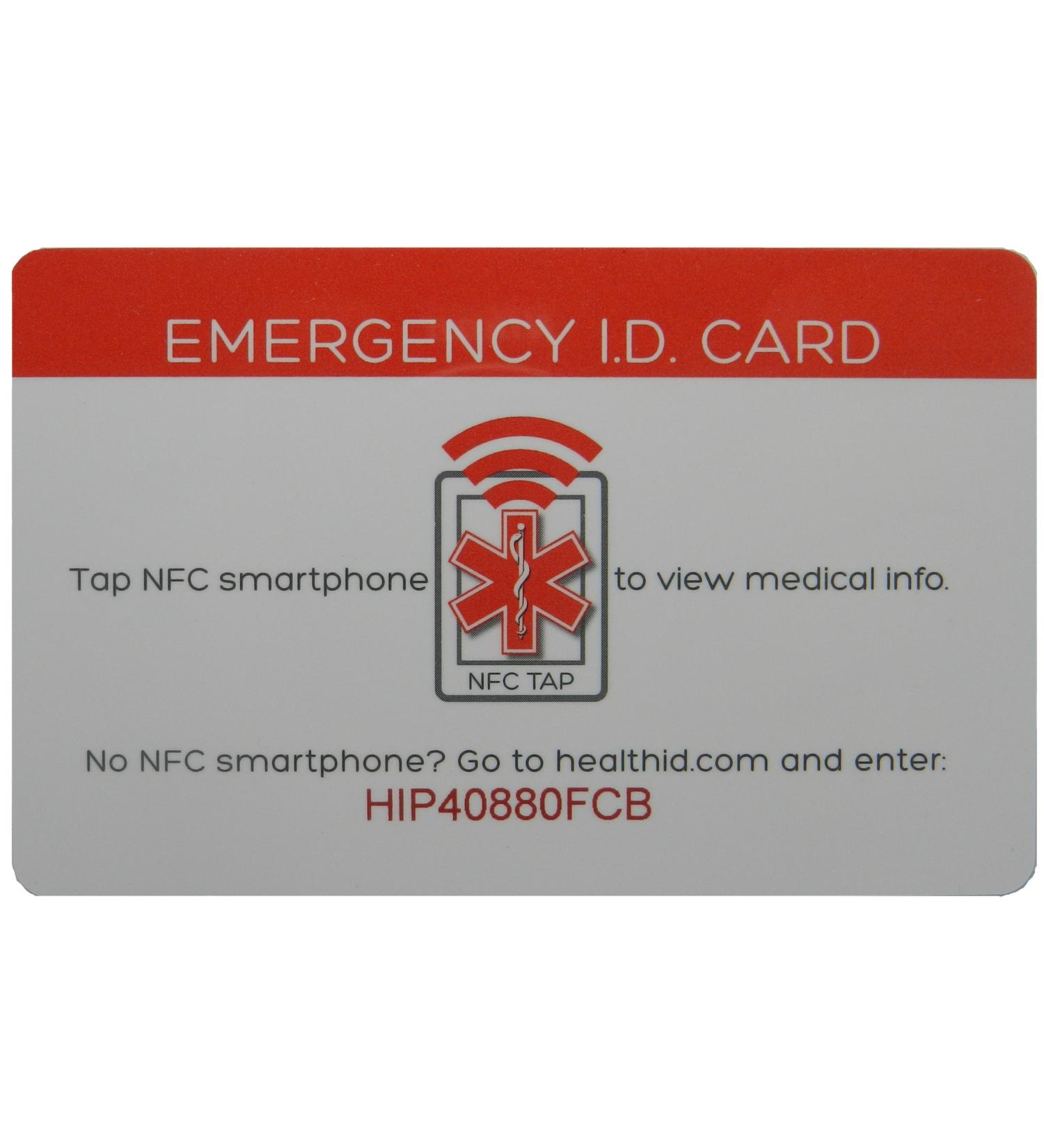 Health ID Emergency Medical ID Card with Smartphone Access