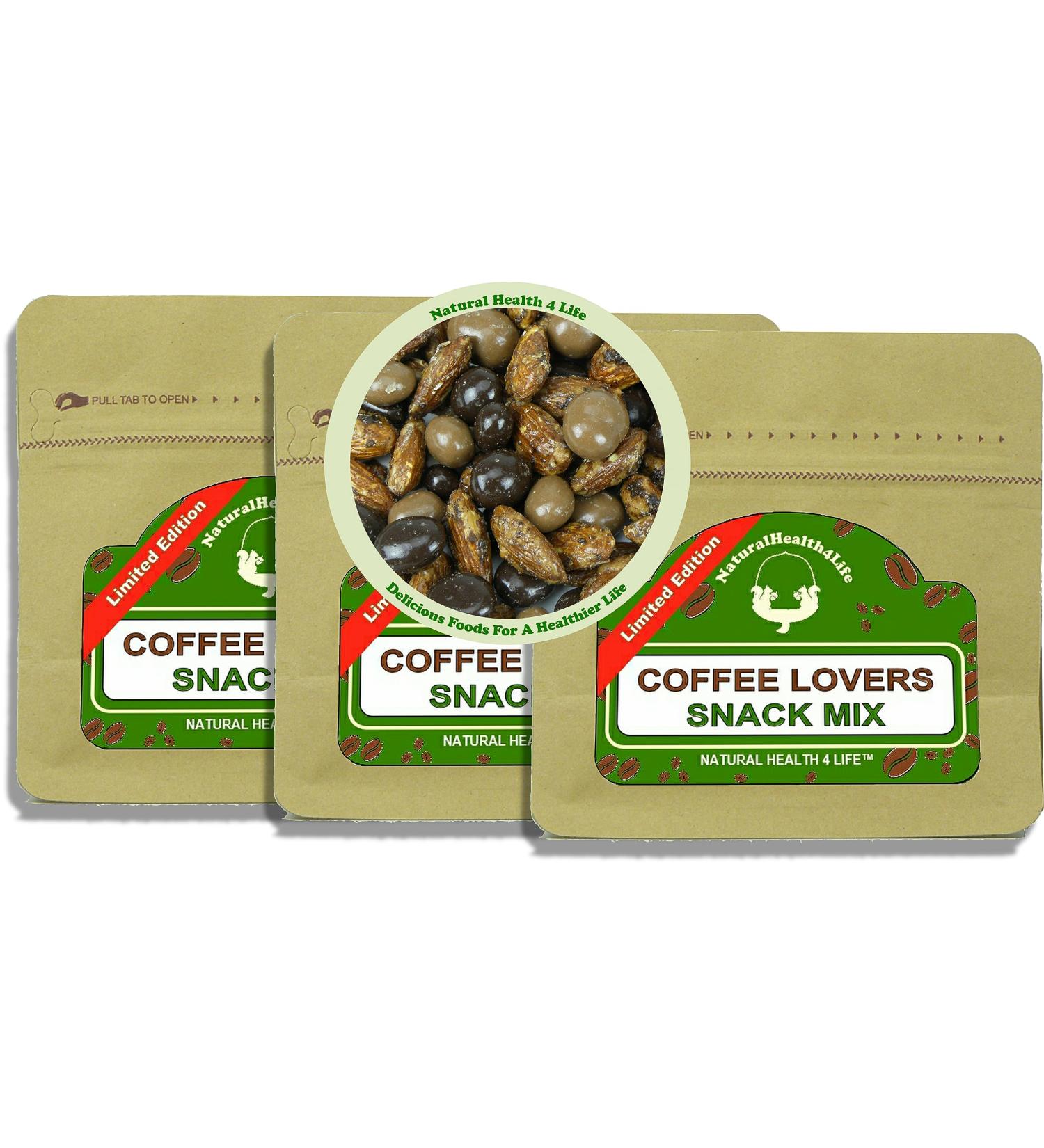 Natural Health 4 Life 3 Snack Mixes Set Coffee Lovers Mix. 150g x 3 450g total. In Kraft Foil Lined Resealable Pouches. - Buy Online on GoSupps.com