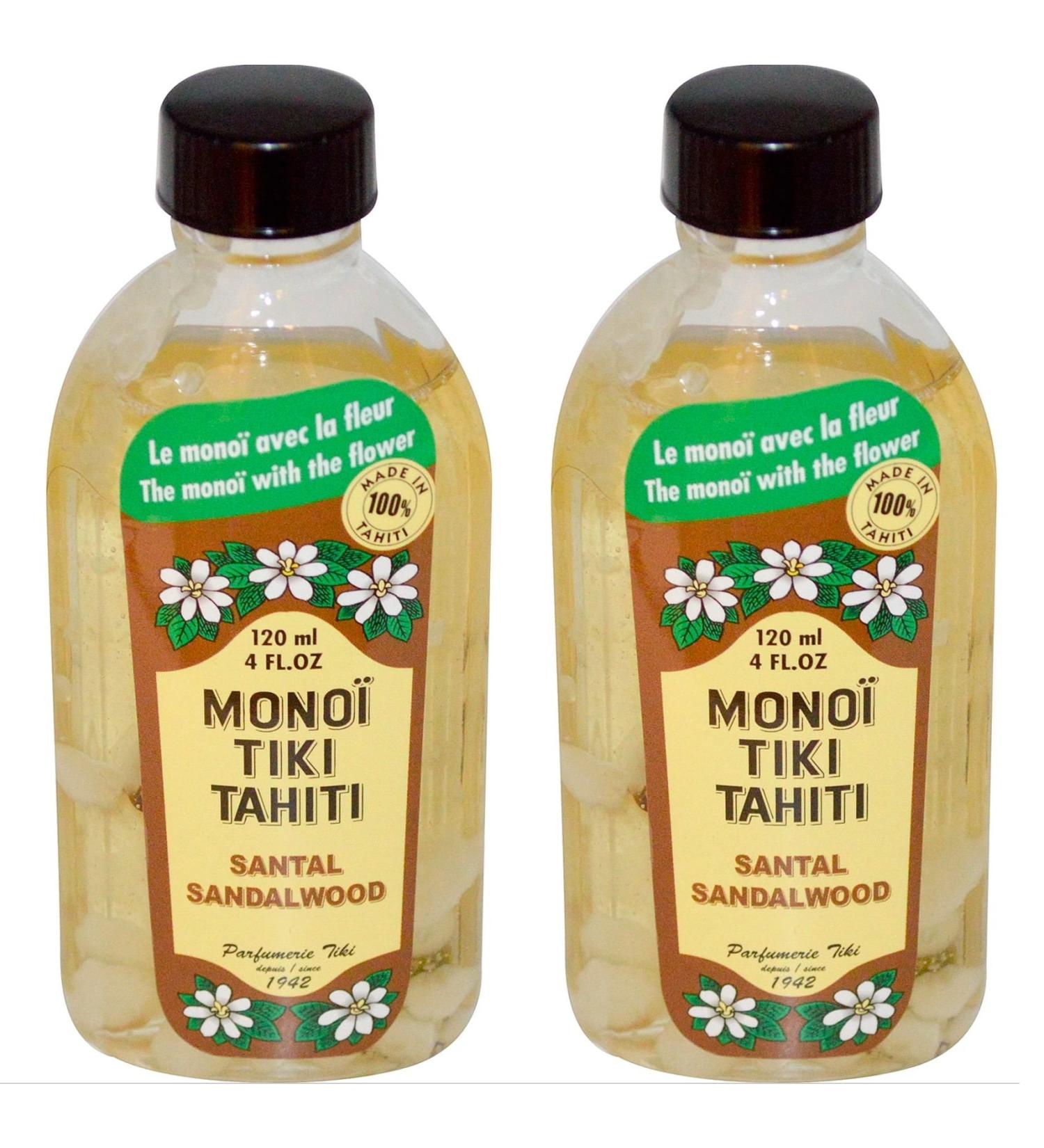 Sandalwood Coconut Oil Pack of 2 - Scented with Tiare Flowers | 100% Made in Tahiti 4 fl. oz - International Shipping Available - Buy Online on GoSupps.com