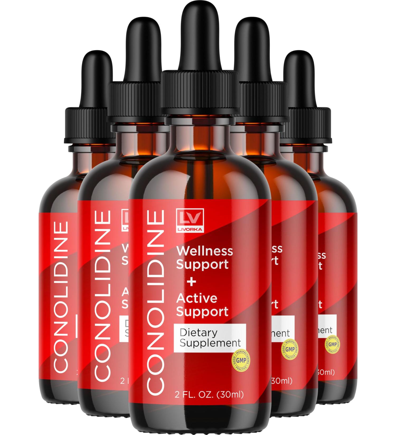 LIVORKA (5 Pack Conolidine Drops Conolidine Conolidine Liquid Conolidine Natural Conolidine Natural Relief Drops Conolidine Reliever Maximum Conolidine Reviews 5 Bottles for 150 Days - Buy Online on GoSupps.com