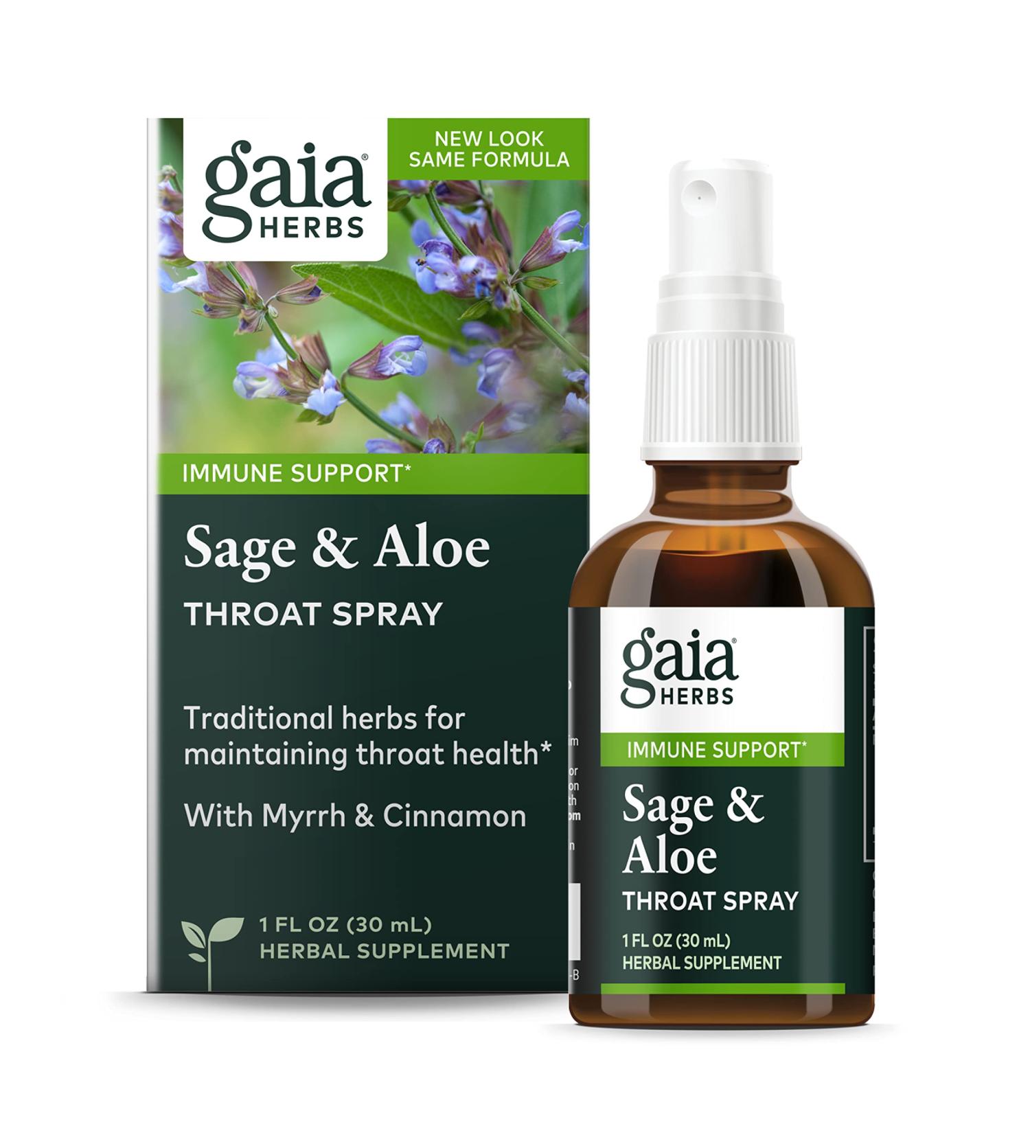 Gaia Herbs Throat Spray with Sage & Aloe | 1 fl oz - Soothing Herbal Relief - Buy Online on GoSupps.com