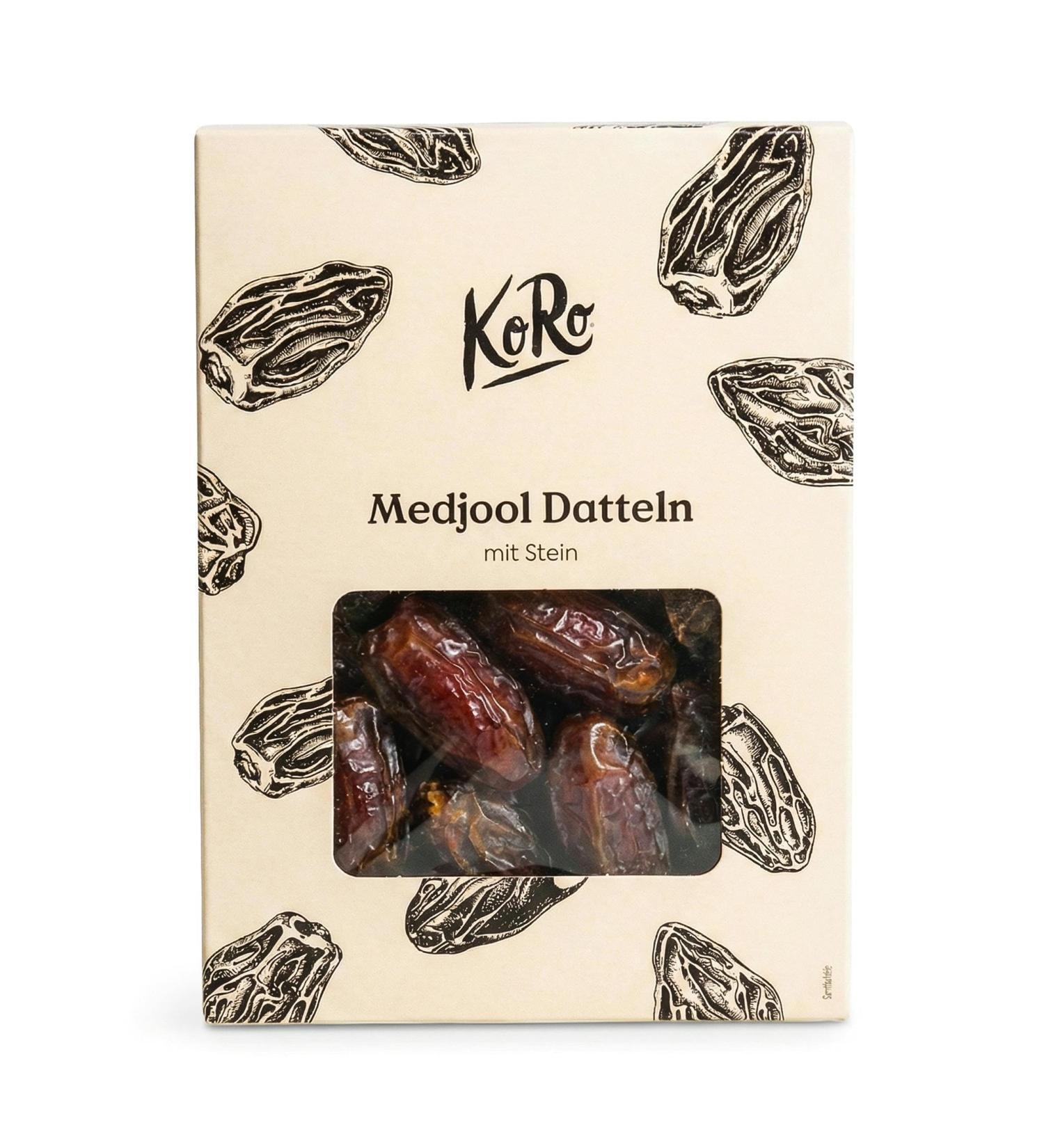 KoRo - Dattes Medjool avec noyau 1 kg - S ch es au soleil - Particuli rement tendres et moelleuses - Go t caramel - Snack riche en fibres Pack de 1 - Buy Online on GoSupps.com