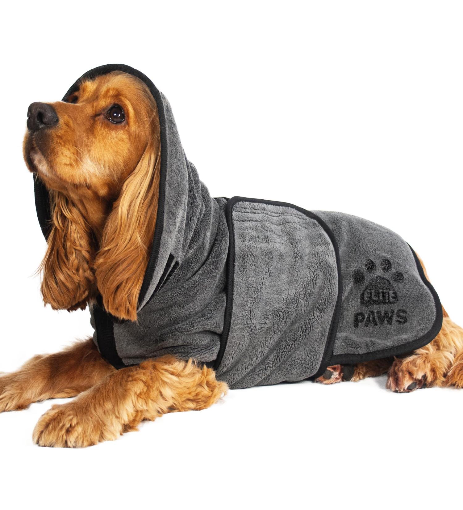 Elite Paws UK Luxury Microfibre Drying Robe for Pets - Super Absorbent Towelling Coat for Quick Drying (M - 40-48cm) - Buy Online on GoSupps.com