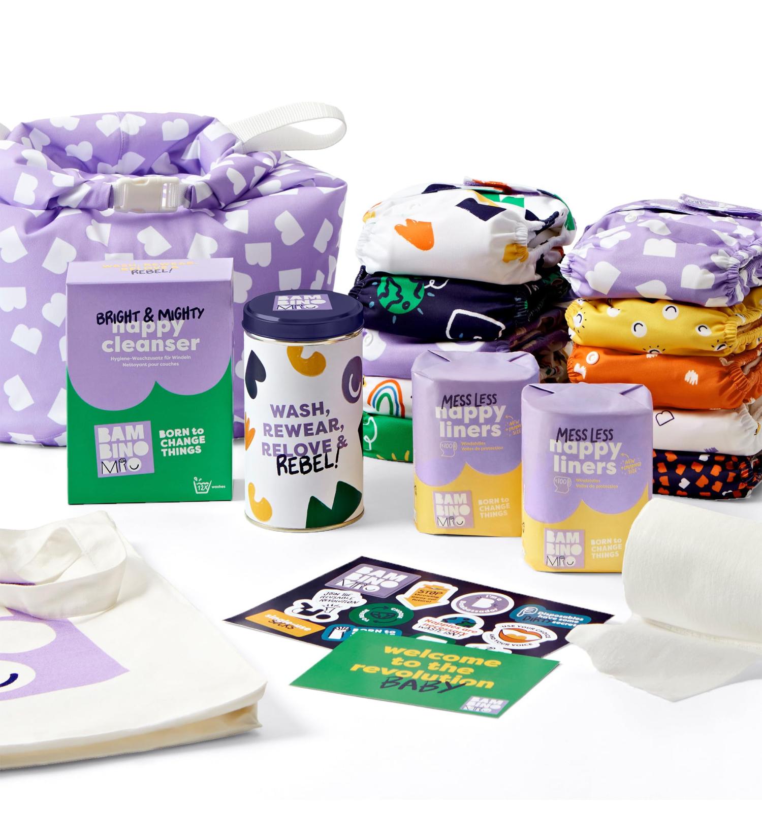 Bambino Mio Little Rebel Box: 10 Reusable Cloth Diapers Set with Wetbag & Additive - Eco-Friendly Baby Care - Buy Online on GoSupps.com