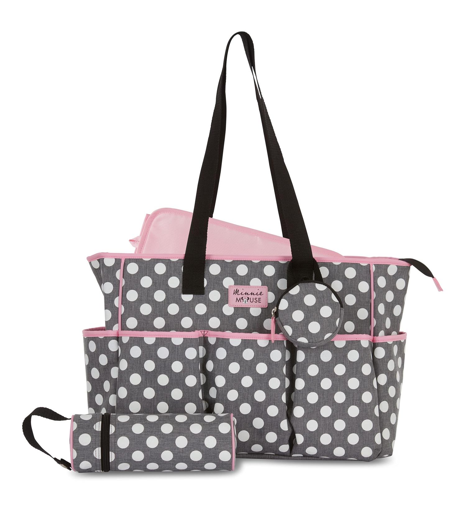 Disney Unisex Baby Diaper Bag & Changing Mat | Minnie Mouse Polka Dot Print Stylish & Functional Baby Gear - Buy Online on GoSupps.com
