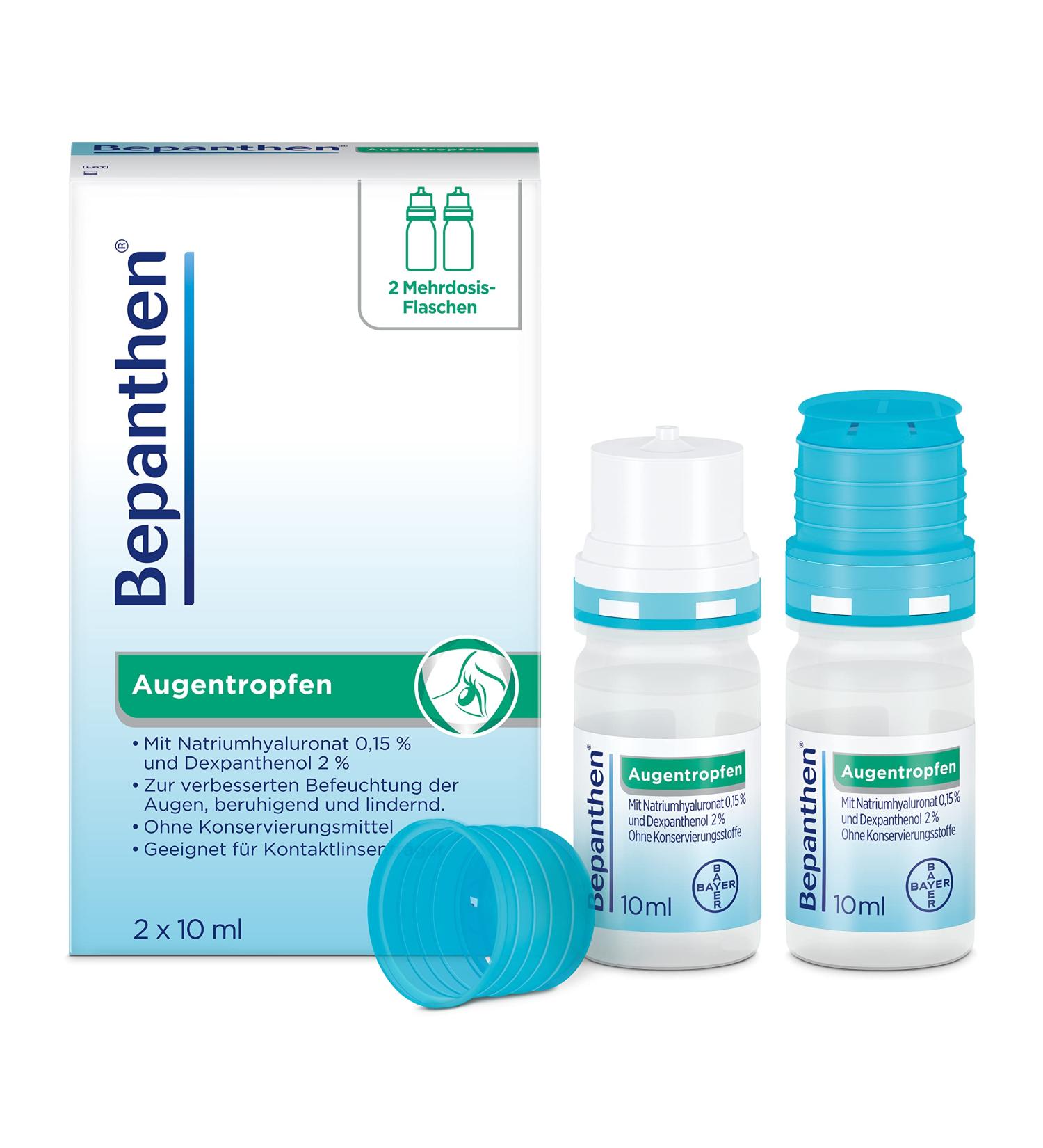 Bepanthen Eye Drops for Dry Red Itchy Eyes - 2x10 ml - Fast Relief & International Shipping - Buy Online on GoSupps.com
