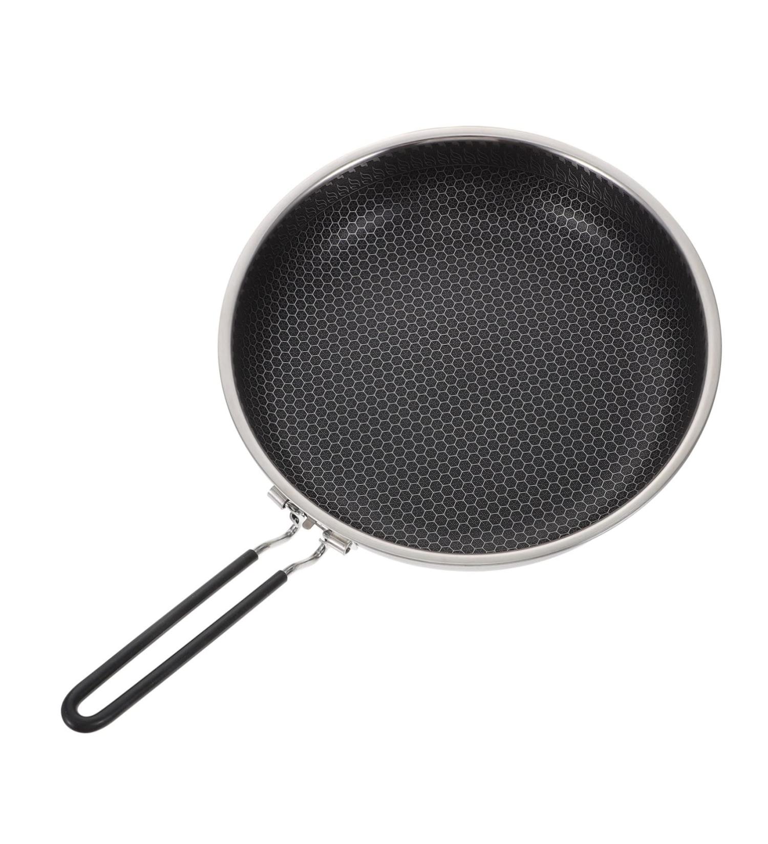 Zerodeko 1pc Outdoor Non Stick Pan Stainless Steel Bakeware Honeycomb Coating Pan Stainless Steel Skillet Honeycomb Folding Pot Flat Pan Nonstick Folding Wok Iron Camping Kettle - Buy Online on GoSupps.com