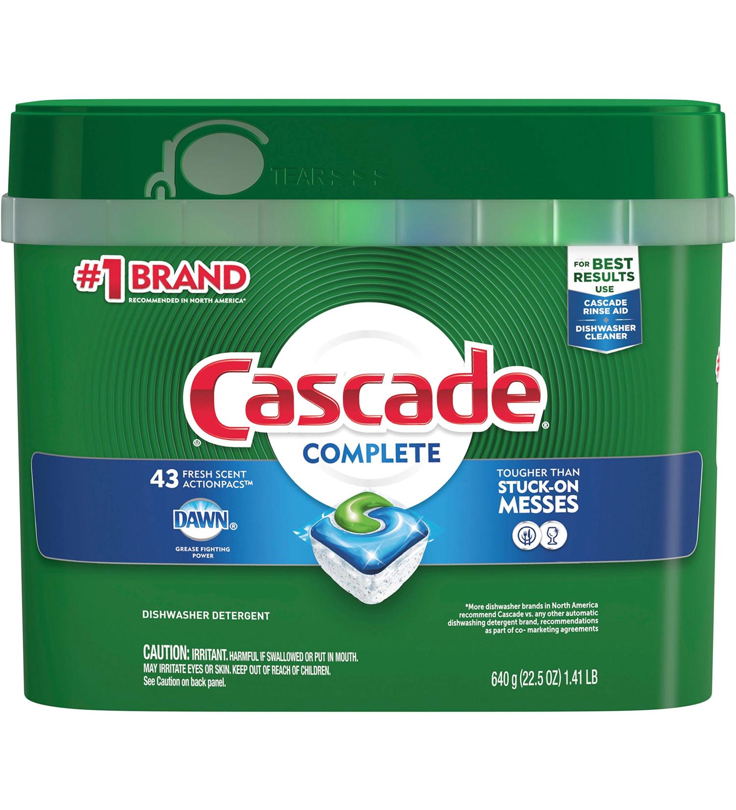 Cascade Complete Dishwasher Pods 43 Count Fresh Scent - Dawn Power Actionpacs Detergent - Buy Online on GoSupps.com