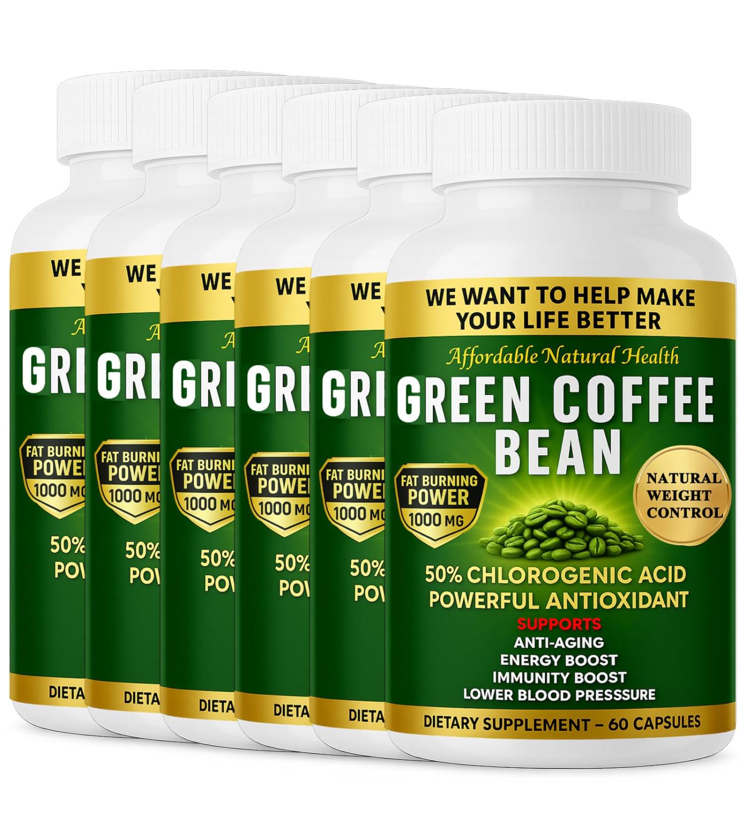 Green Coffee Bean Extract 100% Pure Green Coffee Bean Capsules 50% Chlorogenic Acid 1000 mg Strength 360 Capsules 12 Month Supply Non-GMO and Gluten Free Traditional Herbal Supplement