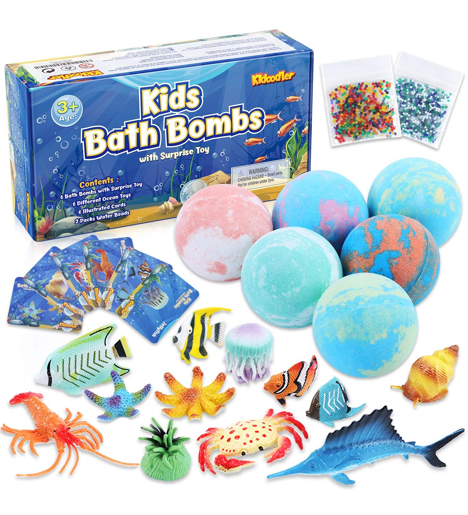 2023 Bath Bombs for Kids with Surprise Toys - Handmade Fizzies with Funny Ocean Toys - Natural & Organic Bath Balls Kit for Girls & Boys - Buy Online on GoSupps.com