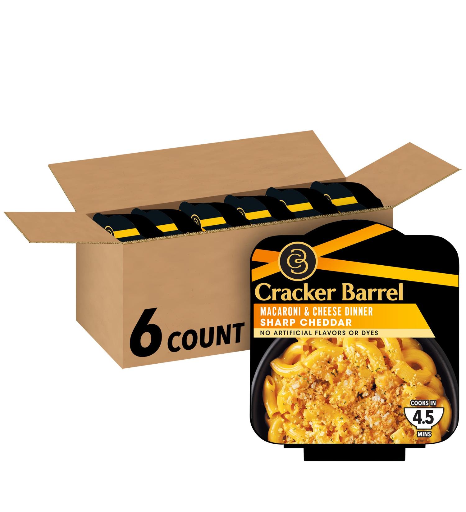 Cracker Barrel Sharp Cheddar Macaroni & Cheese Single Bowl Dinner 6-Pack, 3.8 oz Trays - Buy Online on GoSupps.com