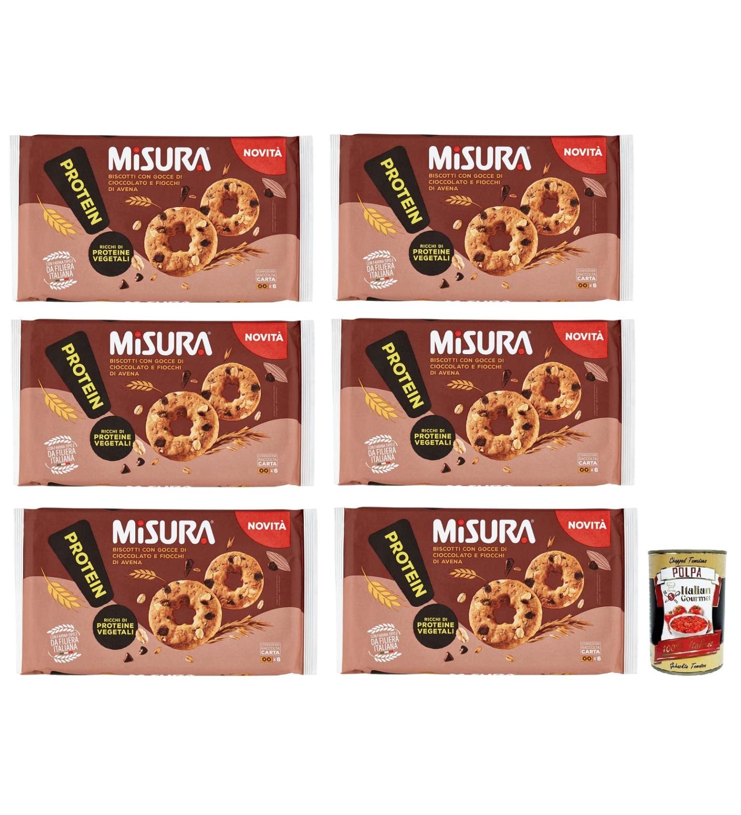 Misura Pack of 6 Protein Cookies with Chocolate Drops and Oatmeal Rich in Vegetable Protein 260g + 400g - Buy Online on GoSupps.com