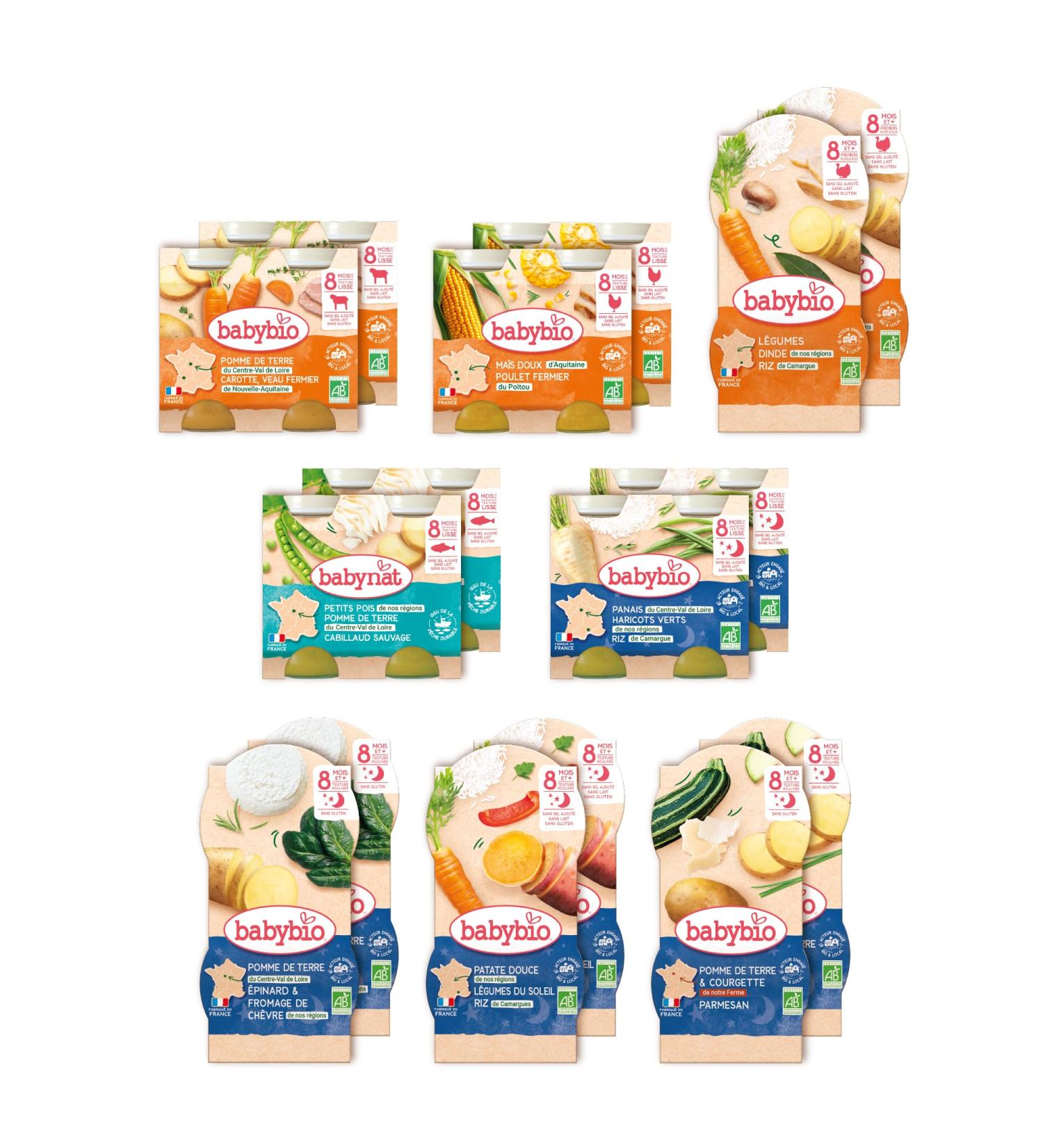 Babybio - Pack 2 semaines Repas du midi & Repas du soir 8+ mois