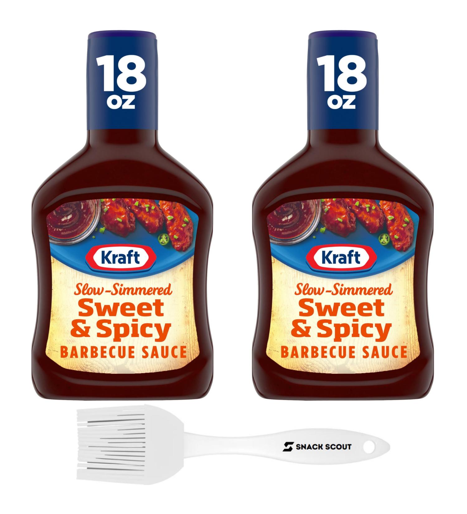 Kraft Sweet & Spicy Slow-Simmered Barbecue Sauce 18 oz Bottle (Pack of 2) Bundle With Snack Scout Basting Brush - Buy Online on GoSupps.com