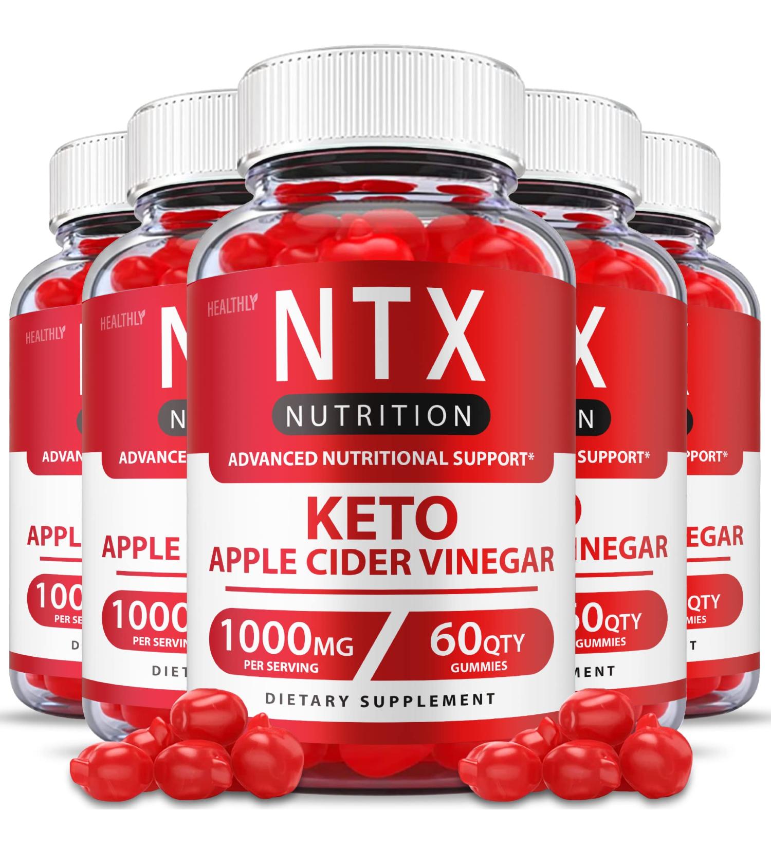 5 Pack Ntx Keto Plus ACV Gummies - Vegan Formula for Weight Loss - 300 Gummies with Vitamin B12 & Beet Root Juice - Buy Online on GoSupps.com