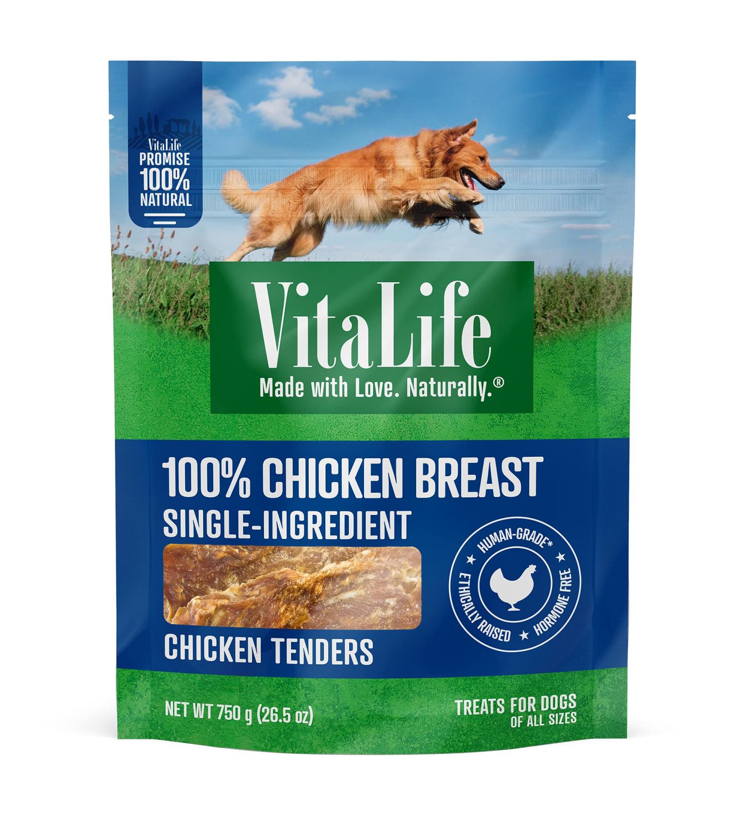 VitaLife All Natural Dog Treats - Chicken Tenders 750g Dark Green - Buy Online on GoSupps.com