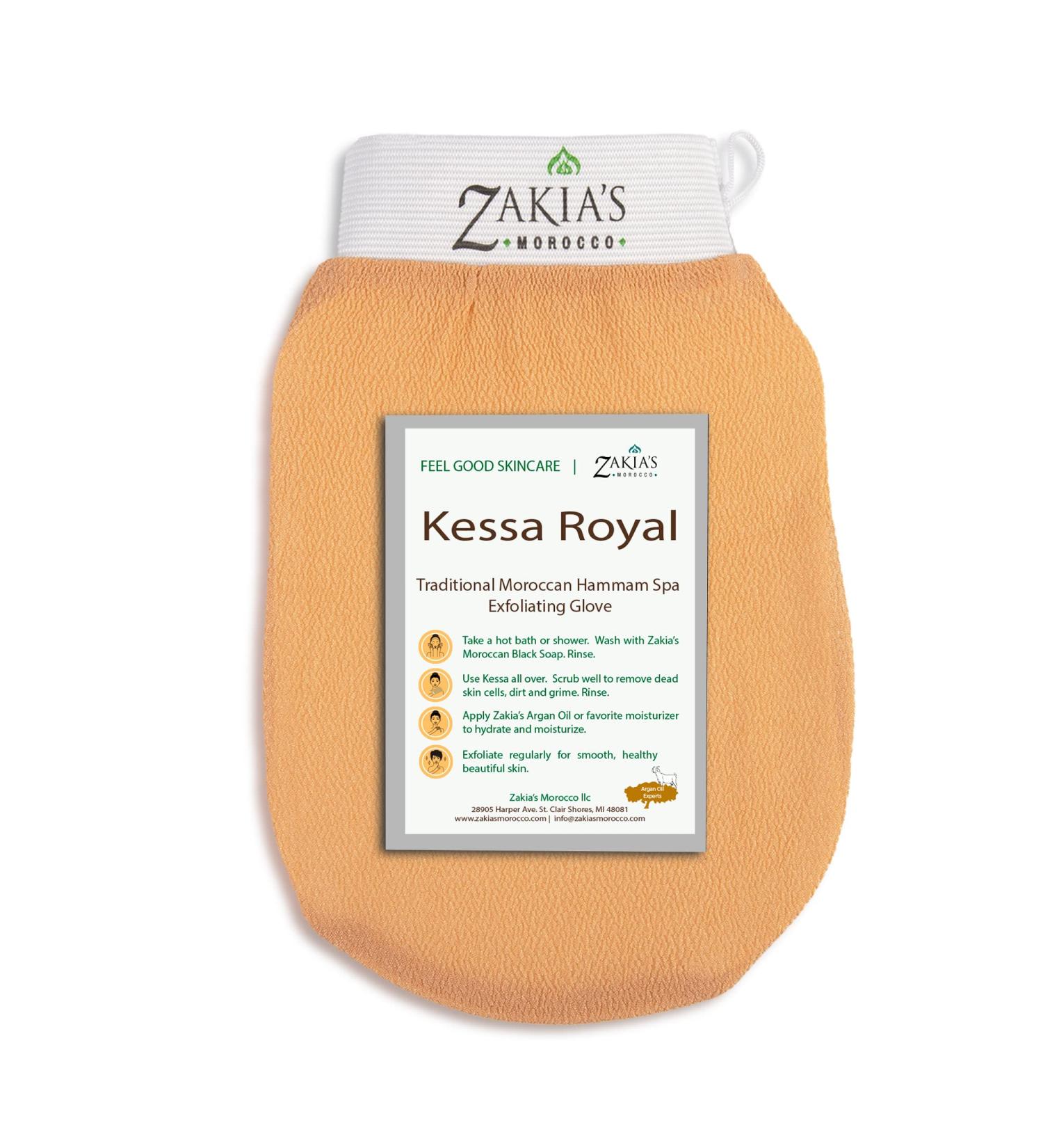 Zakia Morocco Kessa Exfoliating Glove - Salmon Color | 100% Natural Rayon for Smooth Skin & Tanning Prep - Buy Online on GoSupps.com