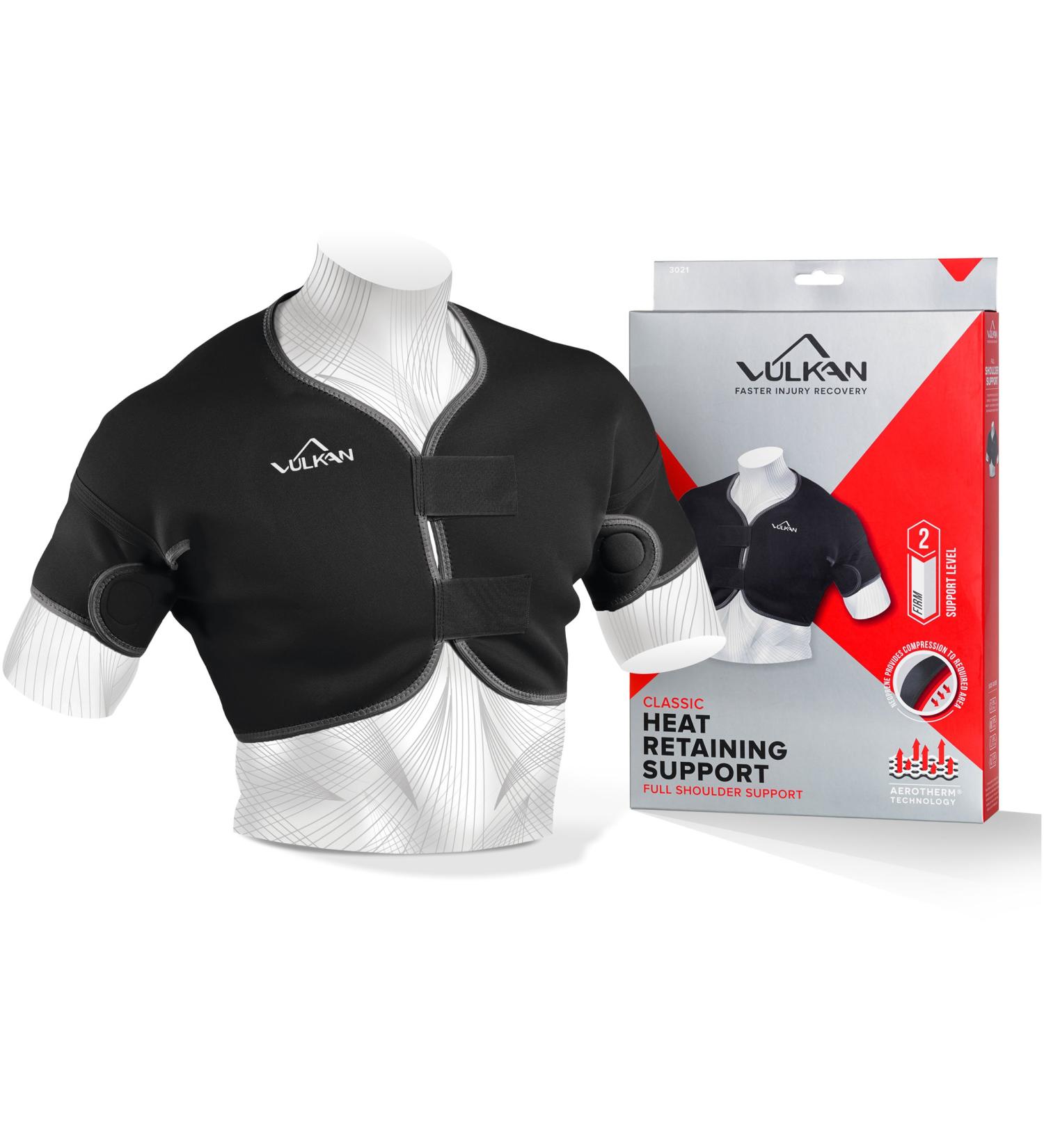 Vulkan Classic Full Shoulder Support Medium - Compression for Tendonitis & Bursitis, Rehabilitation & Recovery - New Style (Black) - Buy Online on GoSupps.com
