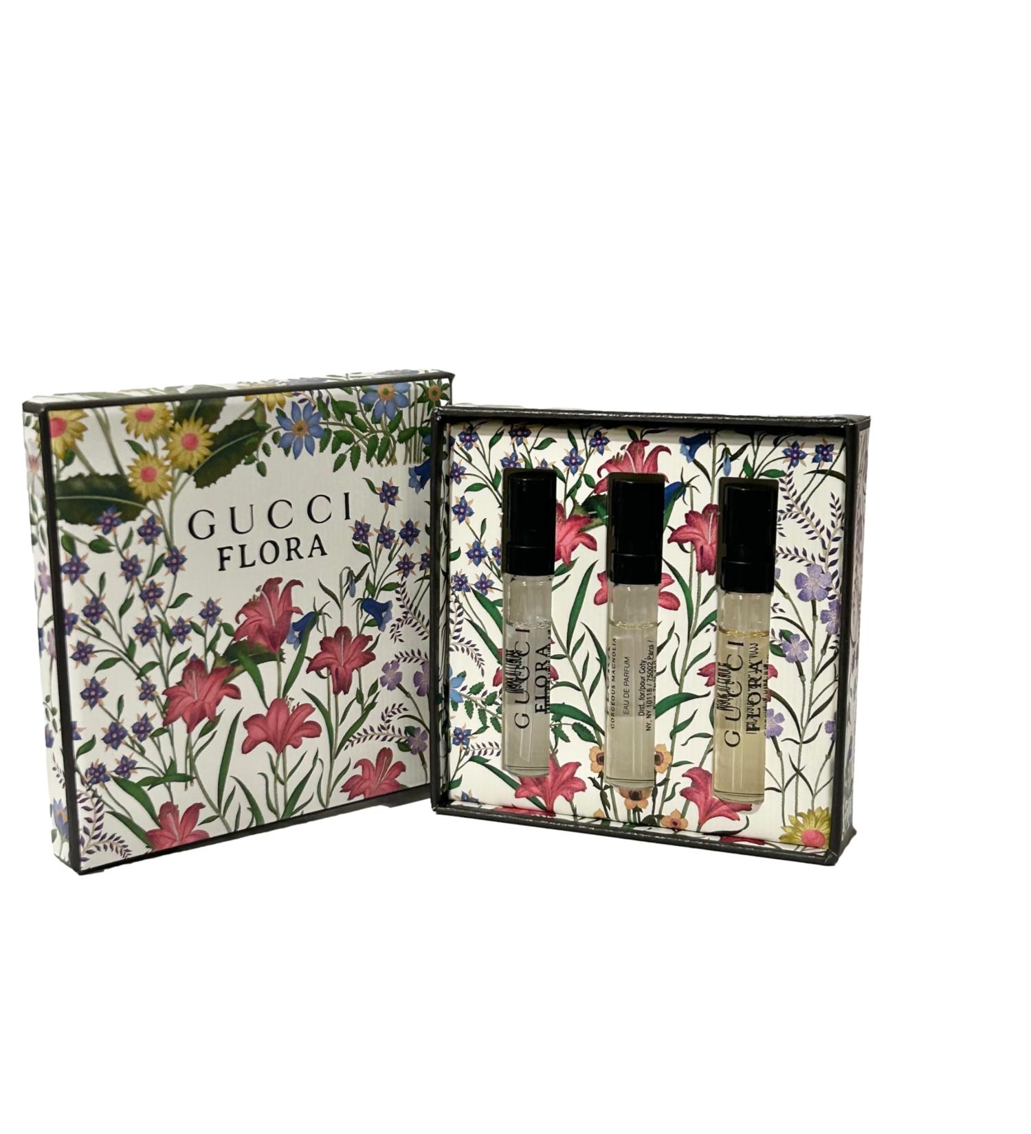 Gucci FLORA Sample Perfume WOMEN GIFT SET Flora Gorgeous Gardenia Flora Gorgeous Magnolia Flora Gorgeous Orchid 1.5 ml / 0.05 oz - set of 3 spray samples (7708) - Buy Online on GoSupps.com