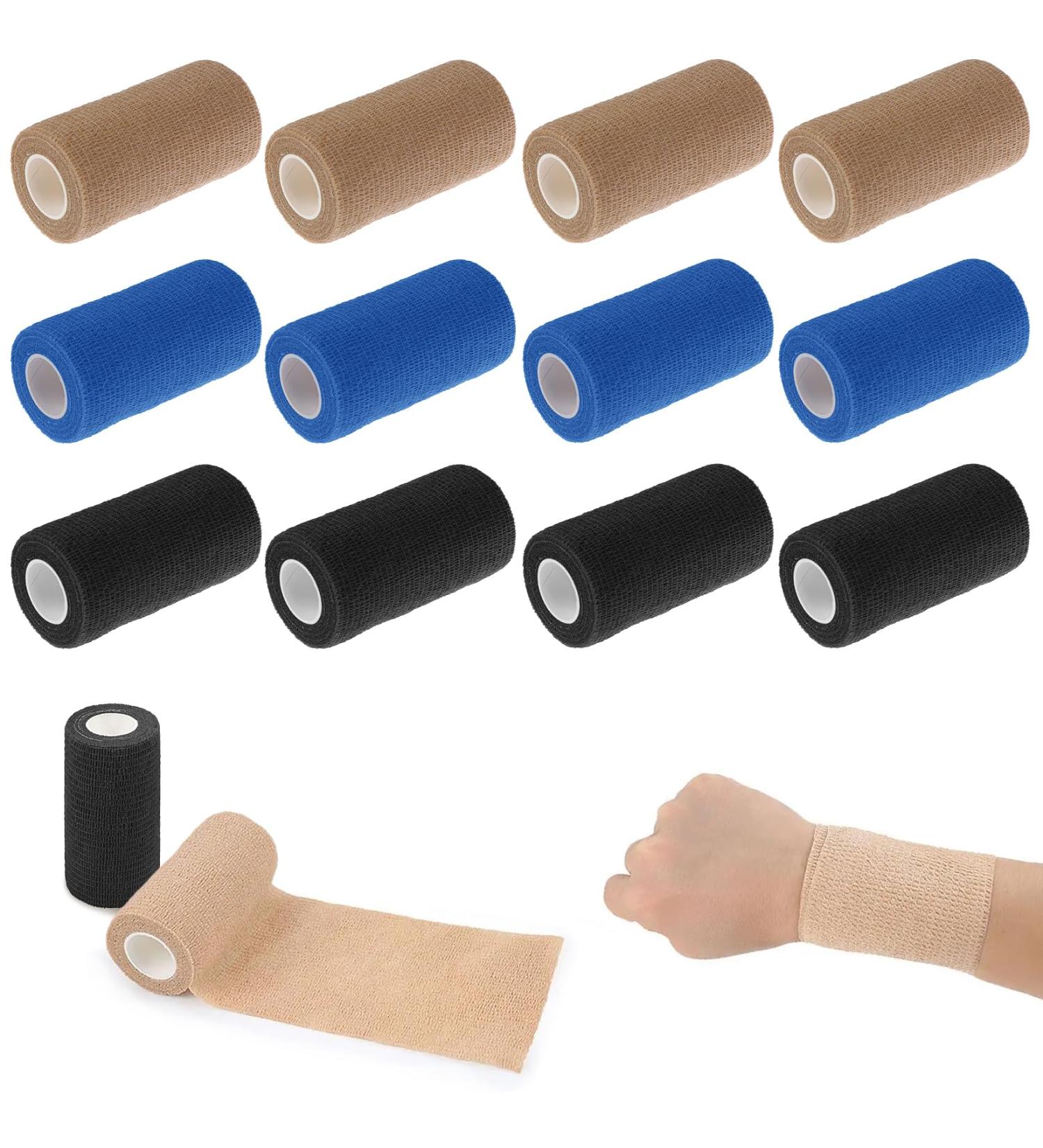 Gothicbride 12 Roll Self-Adhesive Bandage - 10cm x 4.5m Elastic Fleece Wrap - Ideal for Injury Support & Compression - Buy Online on GoSupps.com