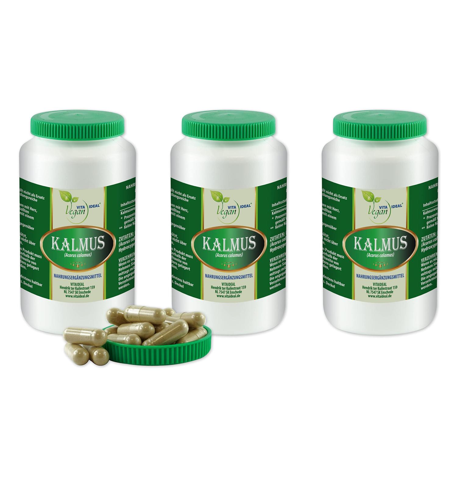 Vita Ideal Vegan Kalmus Wurzel 3x 360 Capsules | Pure Acorus Calamus 800mg | Natural Additive-Free Plant Supplement - Buy Online on GoSupps.com