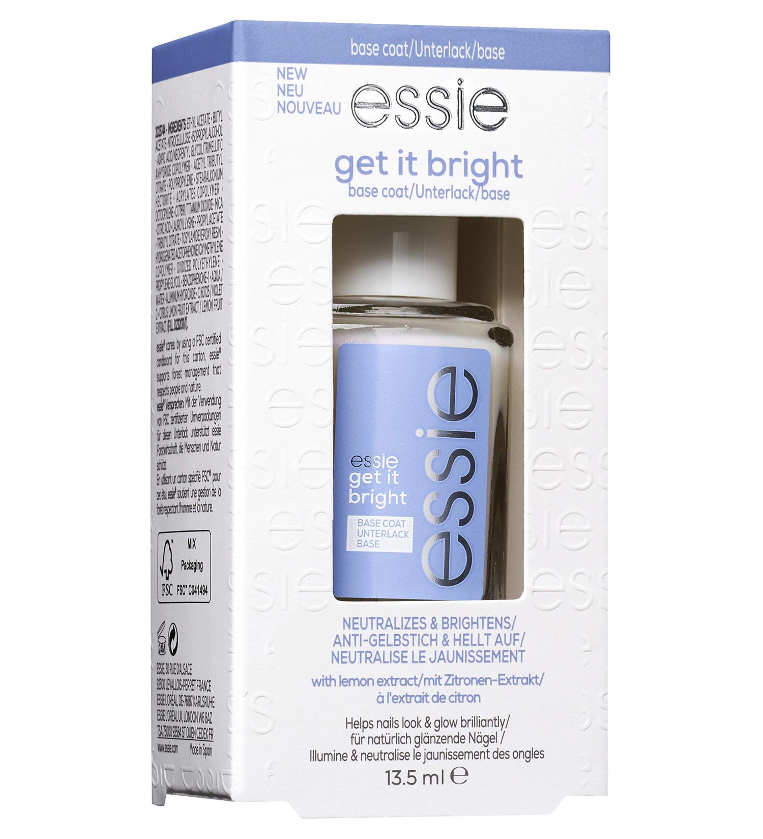 Essie Base Coat with Lemon Extract - Brightens Nails & Prevents Yellow Tint | 13.5 ml - International Shipping Available - Buy Online on GoSupps.com