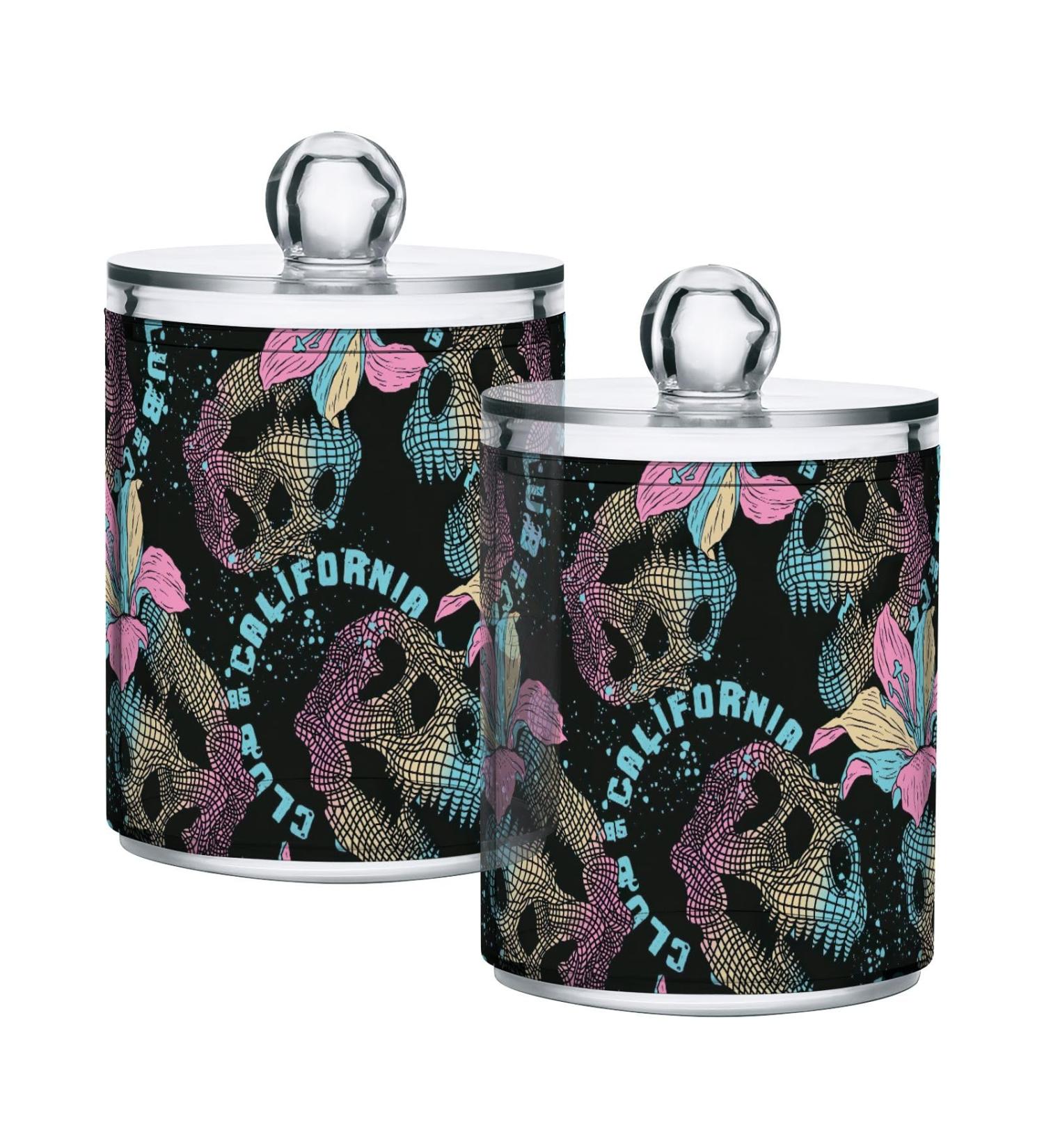 Gaireg Dinosaur Totot Head with Flower Pattern - 2-Pack Plastic Cotton Swab Holder & Toothbrush Organizer for Bathroom - Buy Online on GoSupps.com