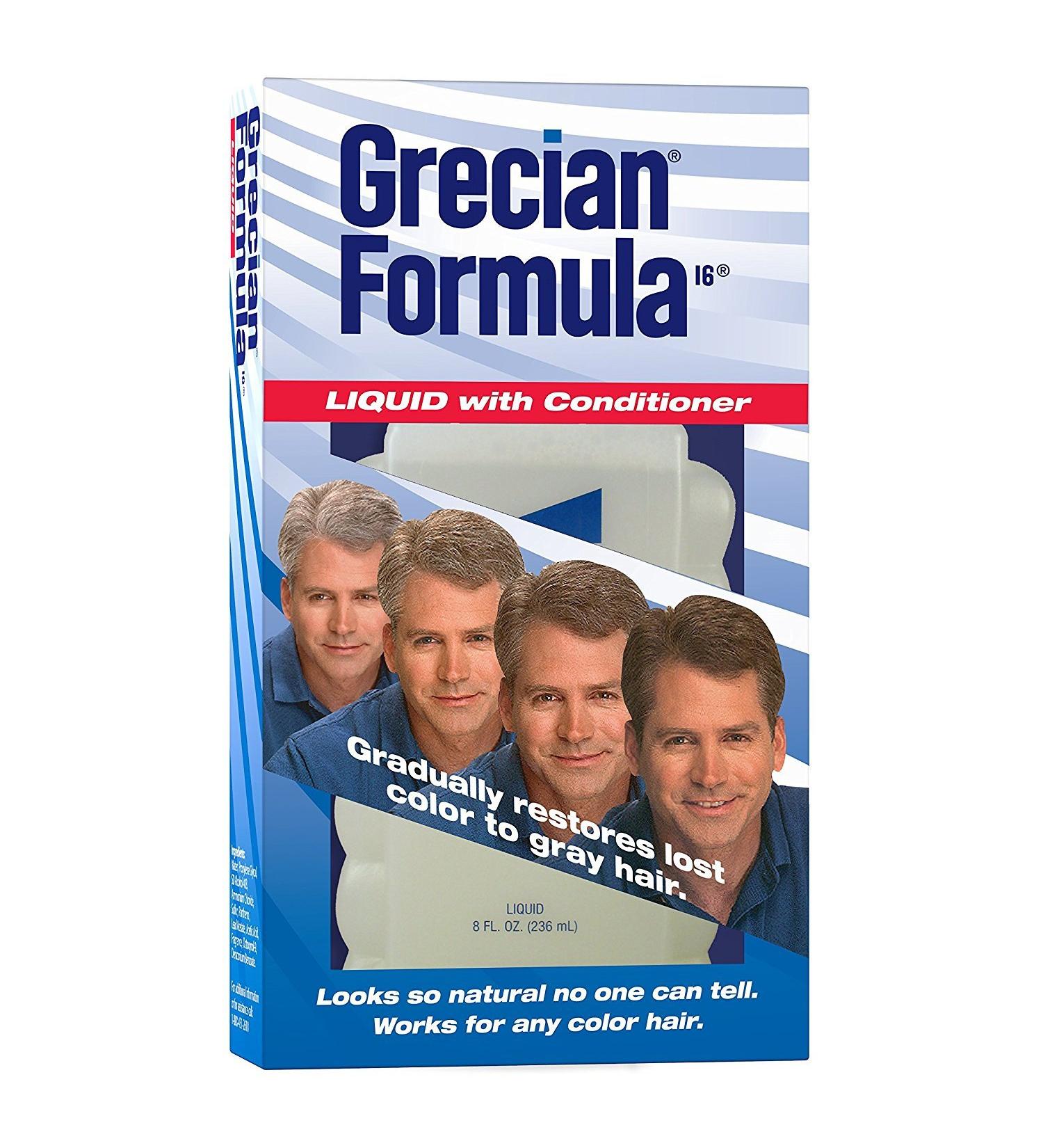 Grecian Formula Liquid with Conditioner 8oz - Gradually Colors & Reduces Grays for Thicker, Healthier Hair | Natural Looking Color - No Mix or Mess - Buy Online on GoSupps.com