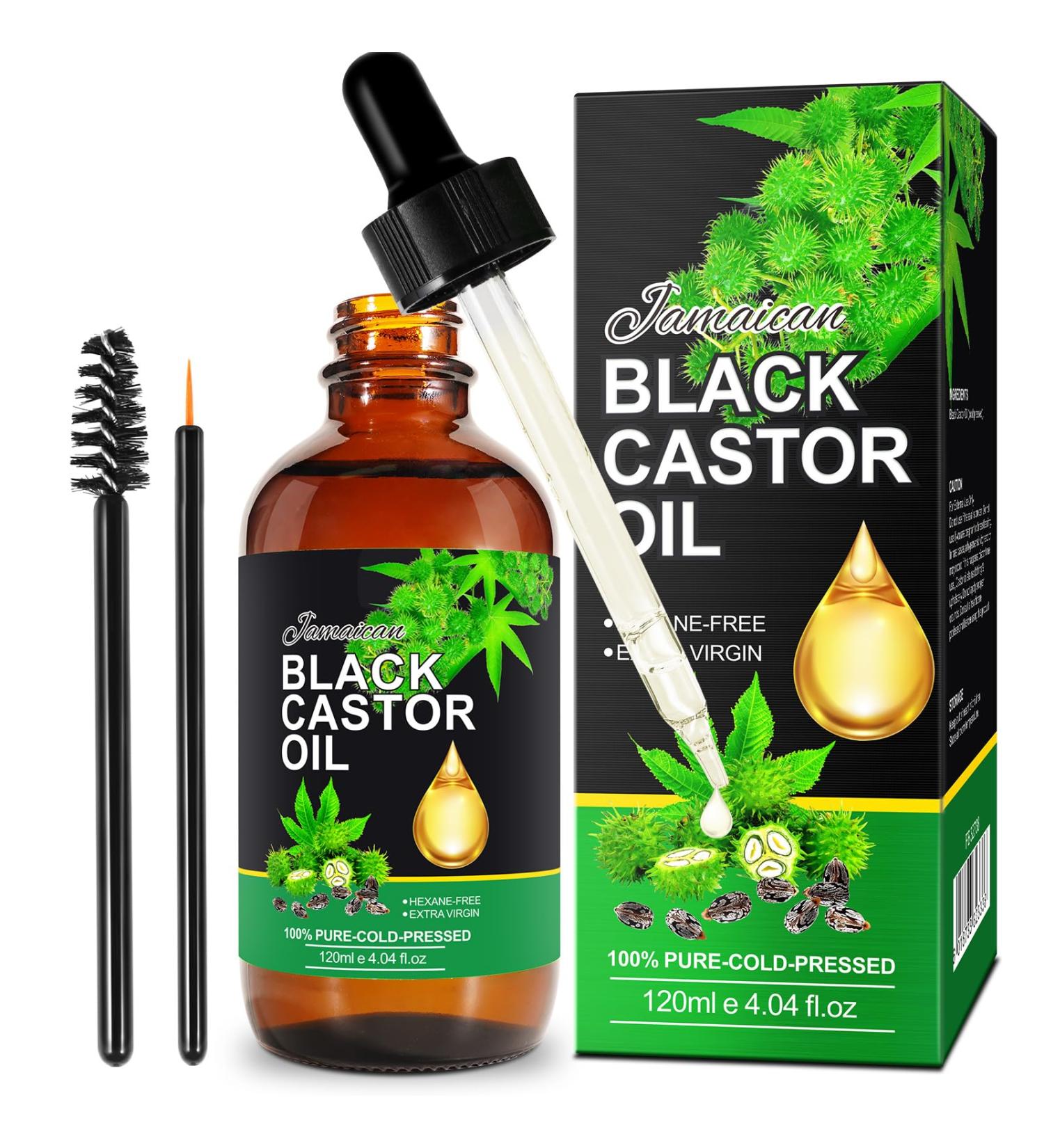 Jamaican Black Castor Oil 120ML Massage Oil for Aromatherapy 100% Pure Natural Cold Pressed Organic Castor Oil Stimulate Growth for Hair Eyelashes Eyebrows Skin Moisturizer & Hair Oil and Body Oil - Buy Online on GoSupps.com