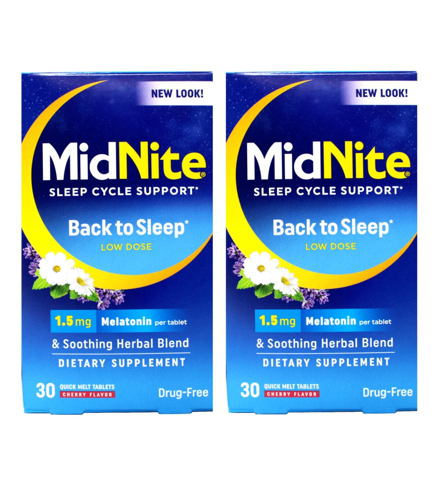 Midnite Sleep Aid for Occasional Sleeplessness 30 Chewable Cherry Tablets (Value Pack of 2) - Buy Online on GoSupps.com