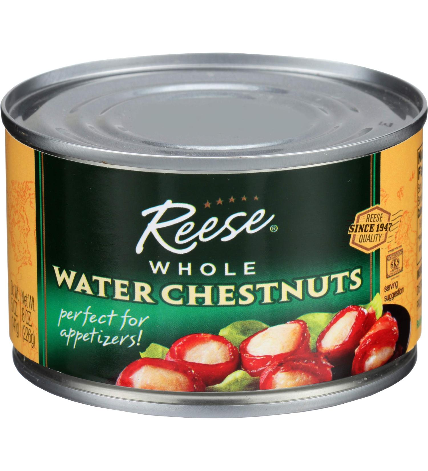 Reese Water Chestnuts Whole 8 oz - Case of 24 | Crunchy and Fresh - Buy Online on GoSupps.com