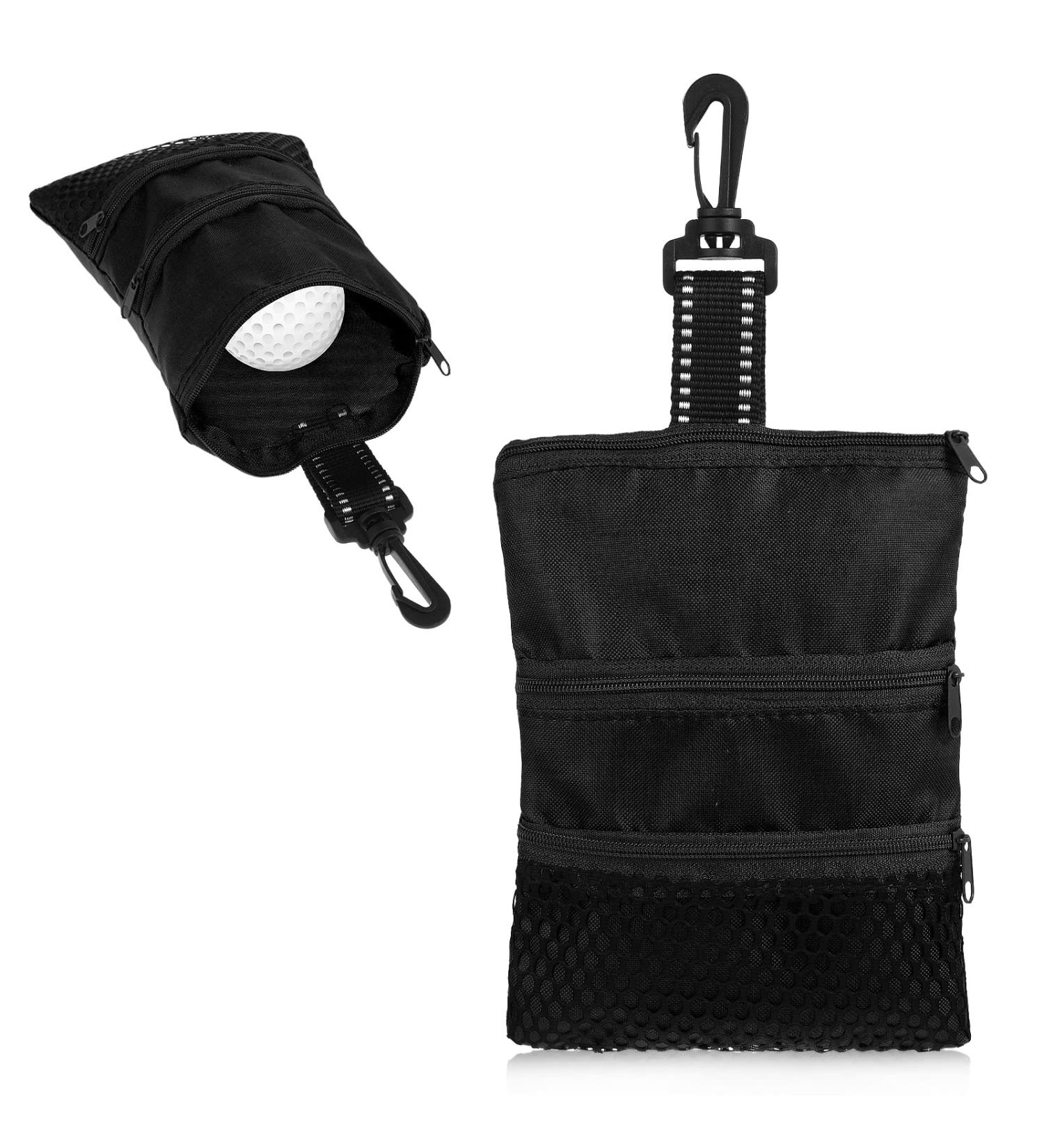 Black Golf Storage Handbag with Zipper Pocket and Gear Clip Hook - Buy Online on GoSupps.com